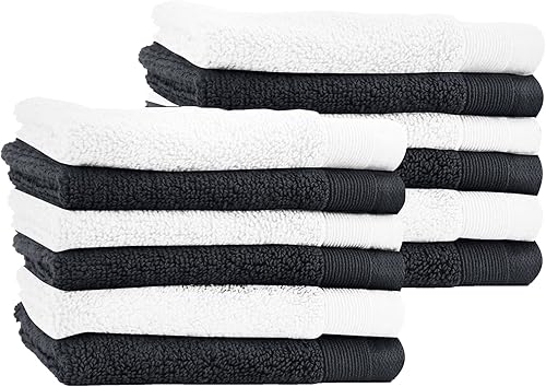 Vista 16 de California Design Den Juego de 4 toallas de baño suaves y esponjosas 100% algodón, secado rápido y altamente absorbentes, perfectas para el uso Gris