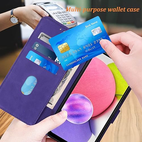 Miniatura 9 de Funda A03s, funda para Galaxy A03s, función atril, correa de muñeca, ranuras para tarjetero, funda protectora interior de TPU para Samsung A03s,