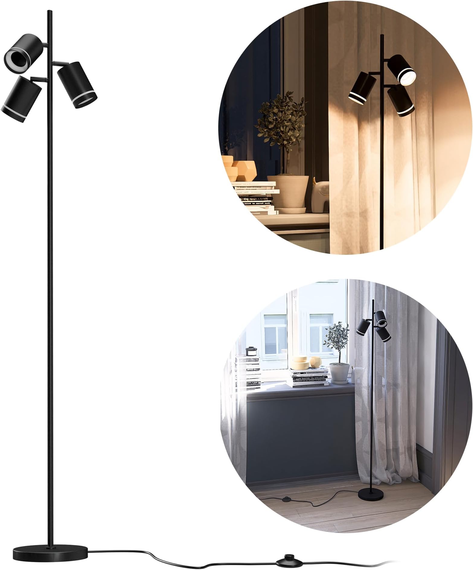 Depuley 3-armige Stehlampe - Baum Design Mit E27 Fassung Schwarz