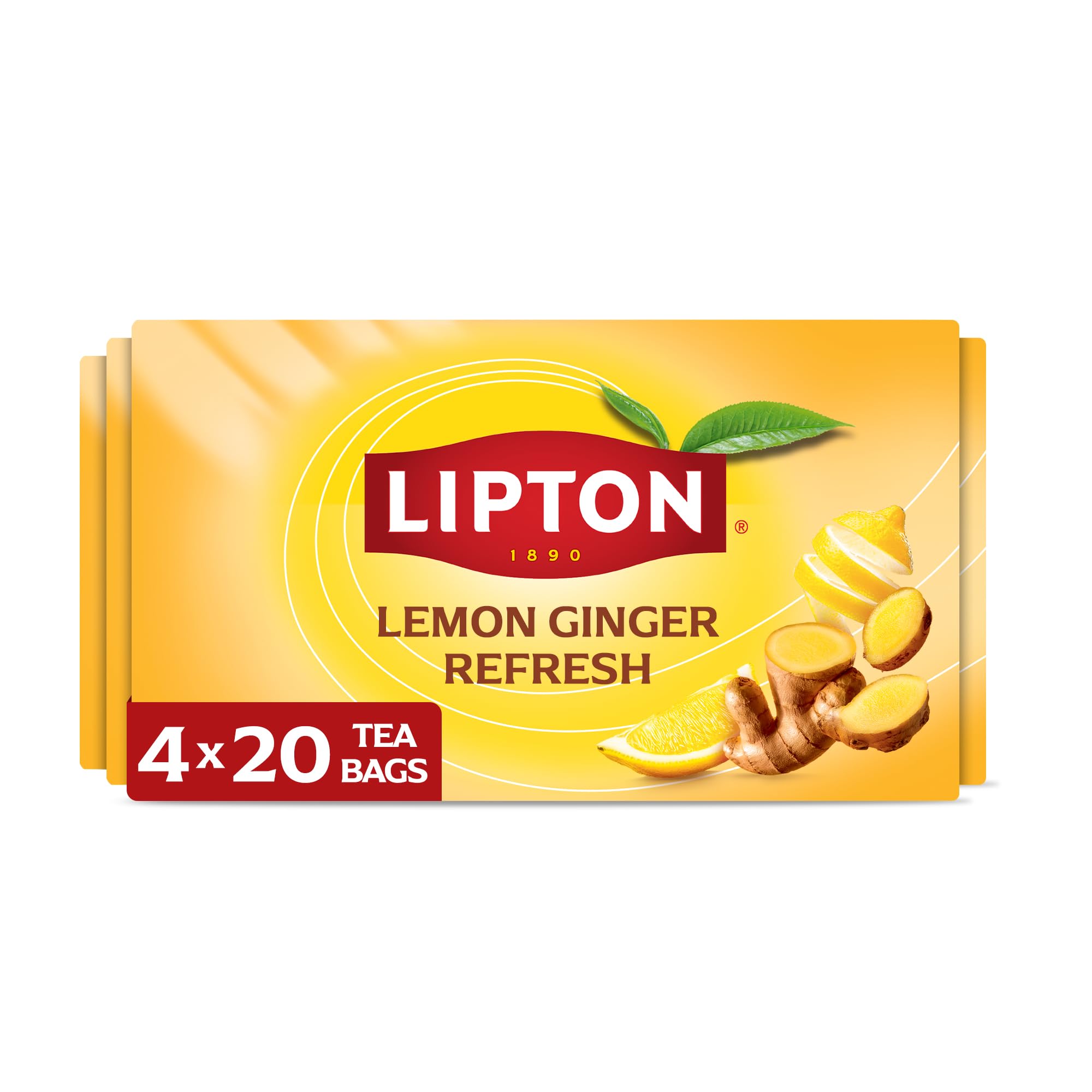 Amazon.com : Lipton Lemon Ginger Tea Bags, Caffeine Free Tea