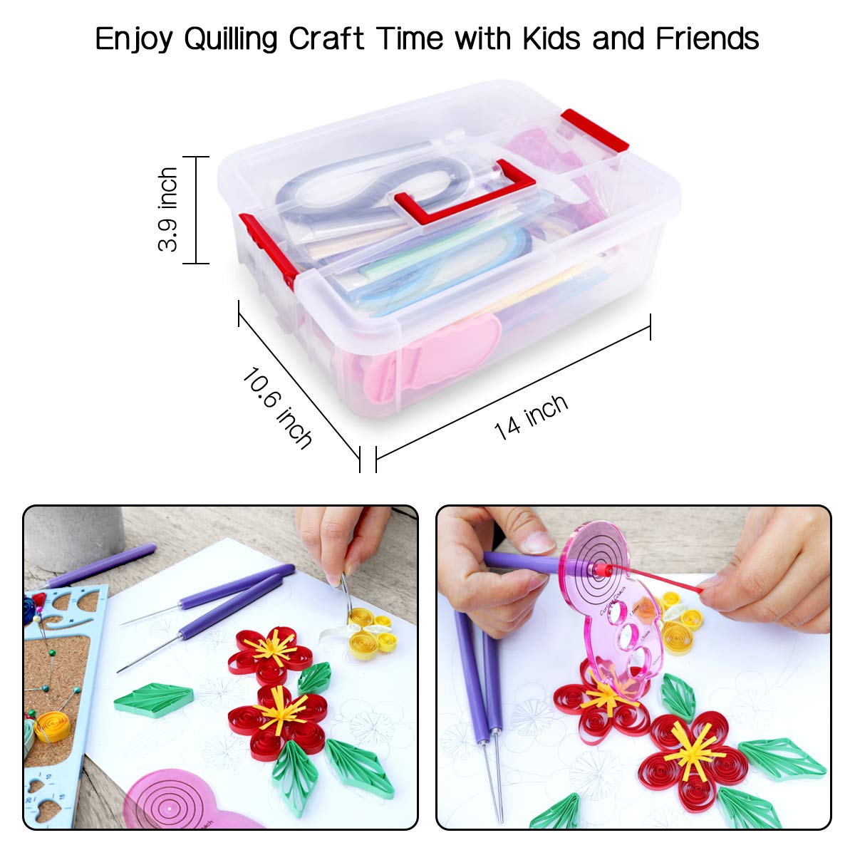 46Pcs Paper Quilling Kit with 1800 Paper Strips, DIY Quilling Art