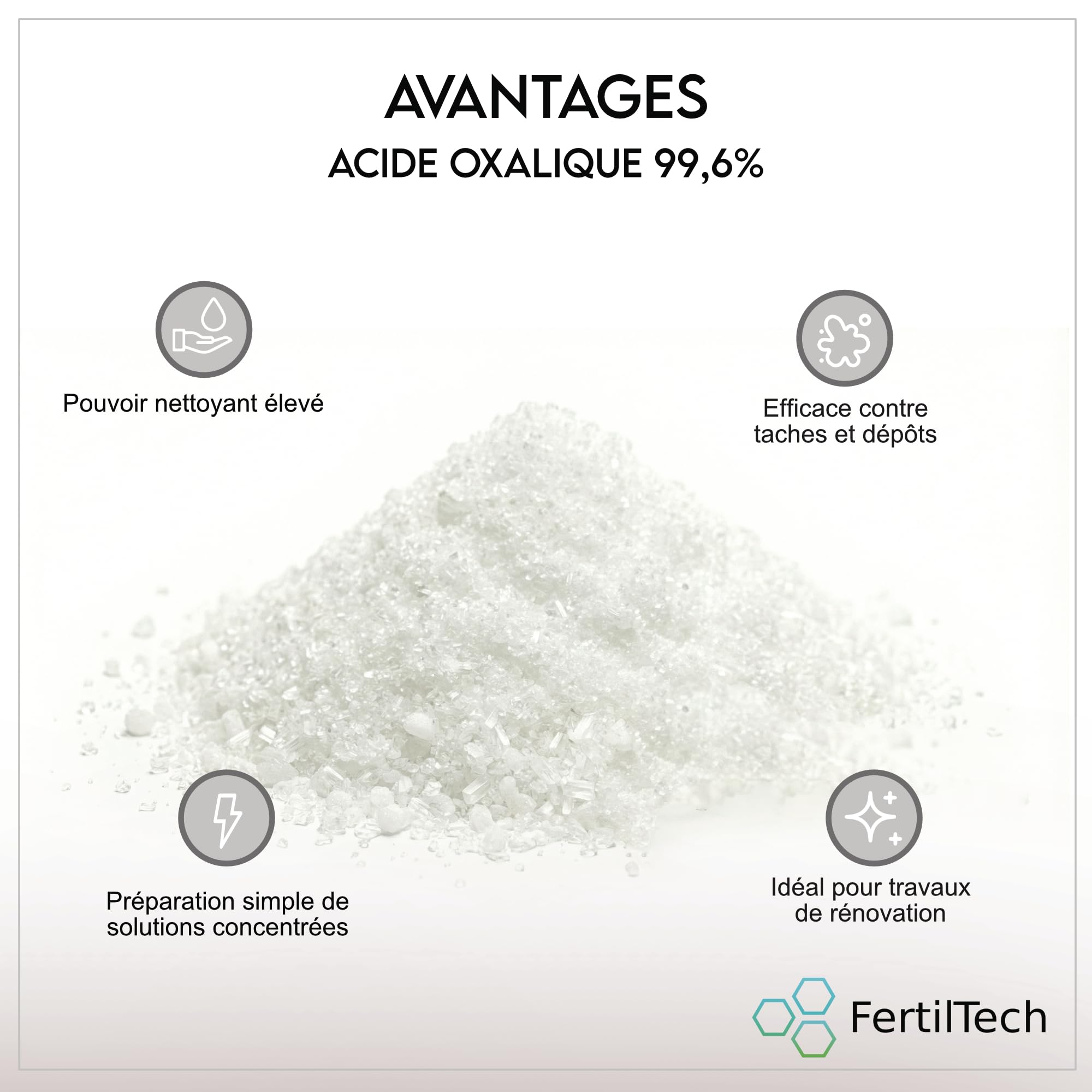 Ácido oxálico 3 kg – Sal de trébol de alta pureza ≥ 99,6 % | Potente limpiador para madera, mármol, aluminio, metales y suelos, para el hogar, taller, renovación, bricolaje