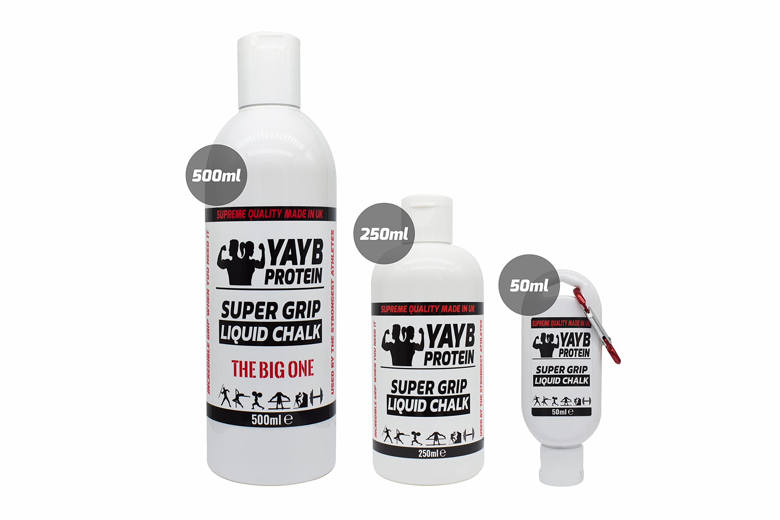 LIQUID CHALK | 3 SIZES | YAYB Super Grip White Label | PREMIUM GRIP | Weightlifting, Rock Climbing, Bouldering, Gymnastics, Pole, strongman, yoga