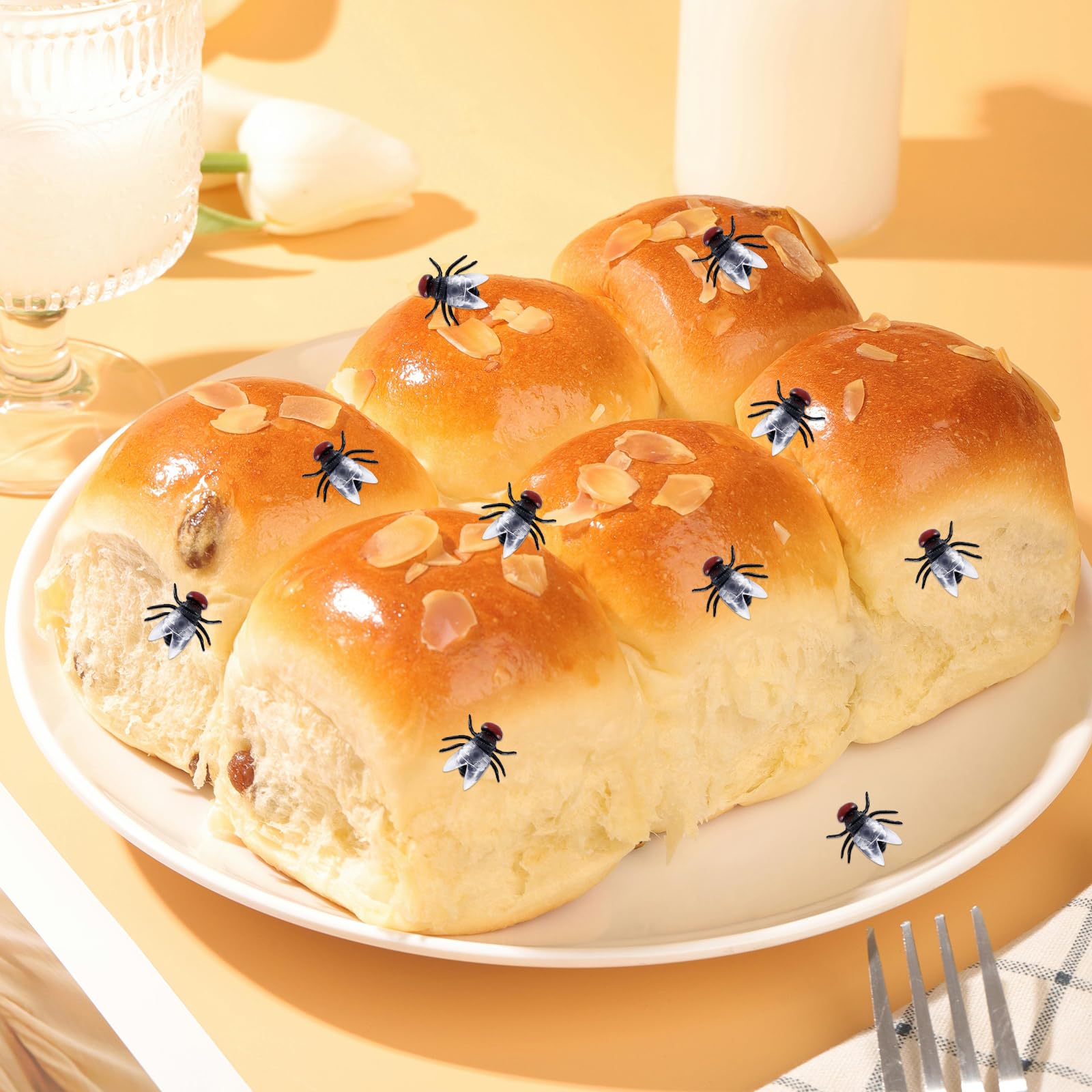 100 PCS BLAGUE Inédite Jouets De Mouches En Plastique Réalistes Fausse