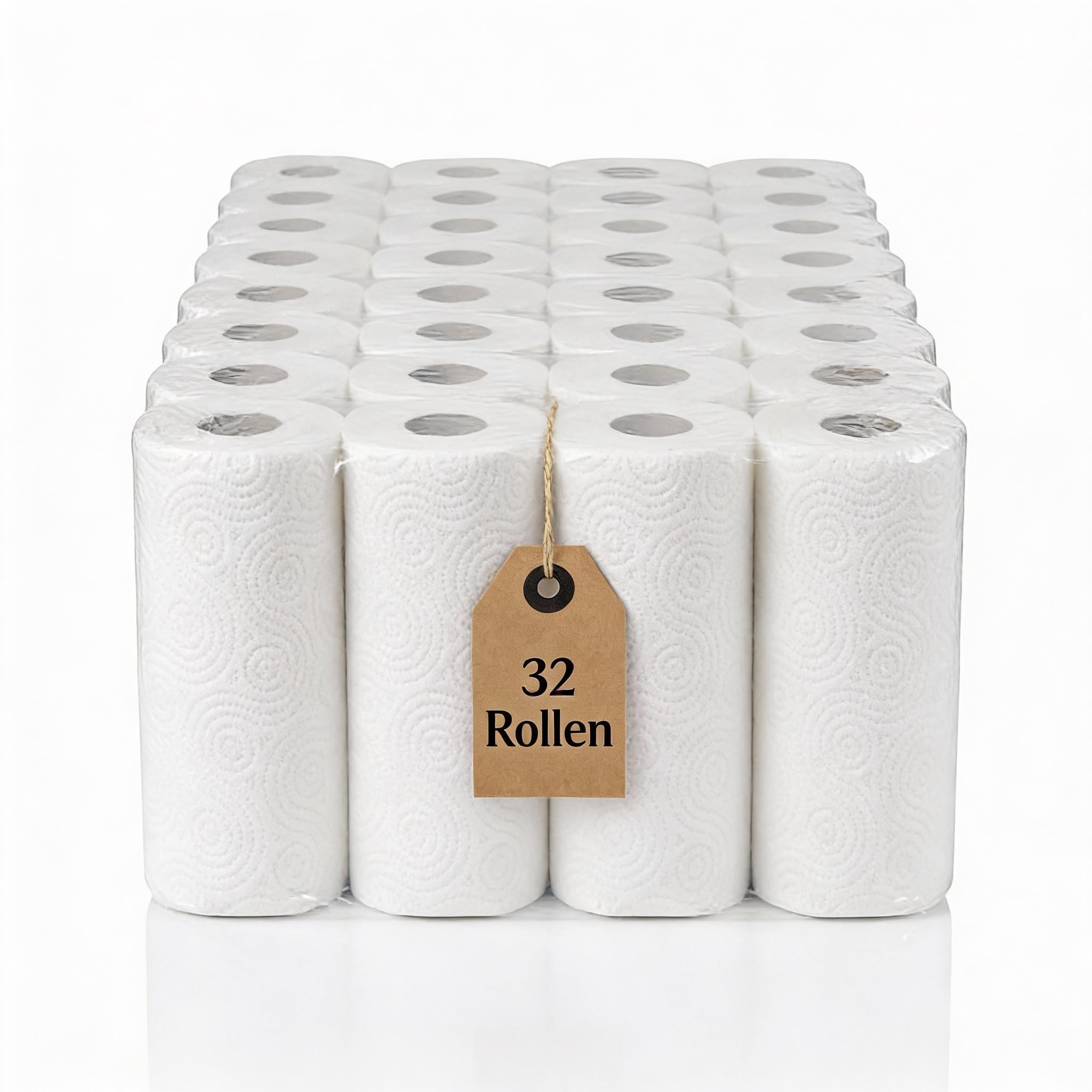 Küchenrollen 3-lagig, Küchenpapier hochweiß, Handtuchrolle aus 100% Zellstoff, Haushaltspapier, Küchenkrepp, 3-lagig, Menge:32 Rollen