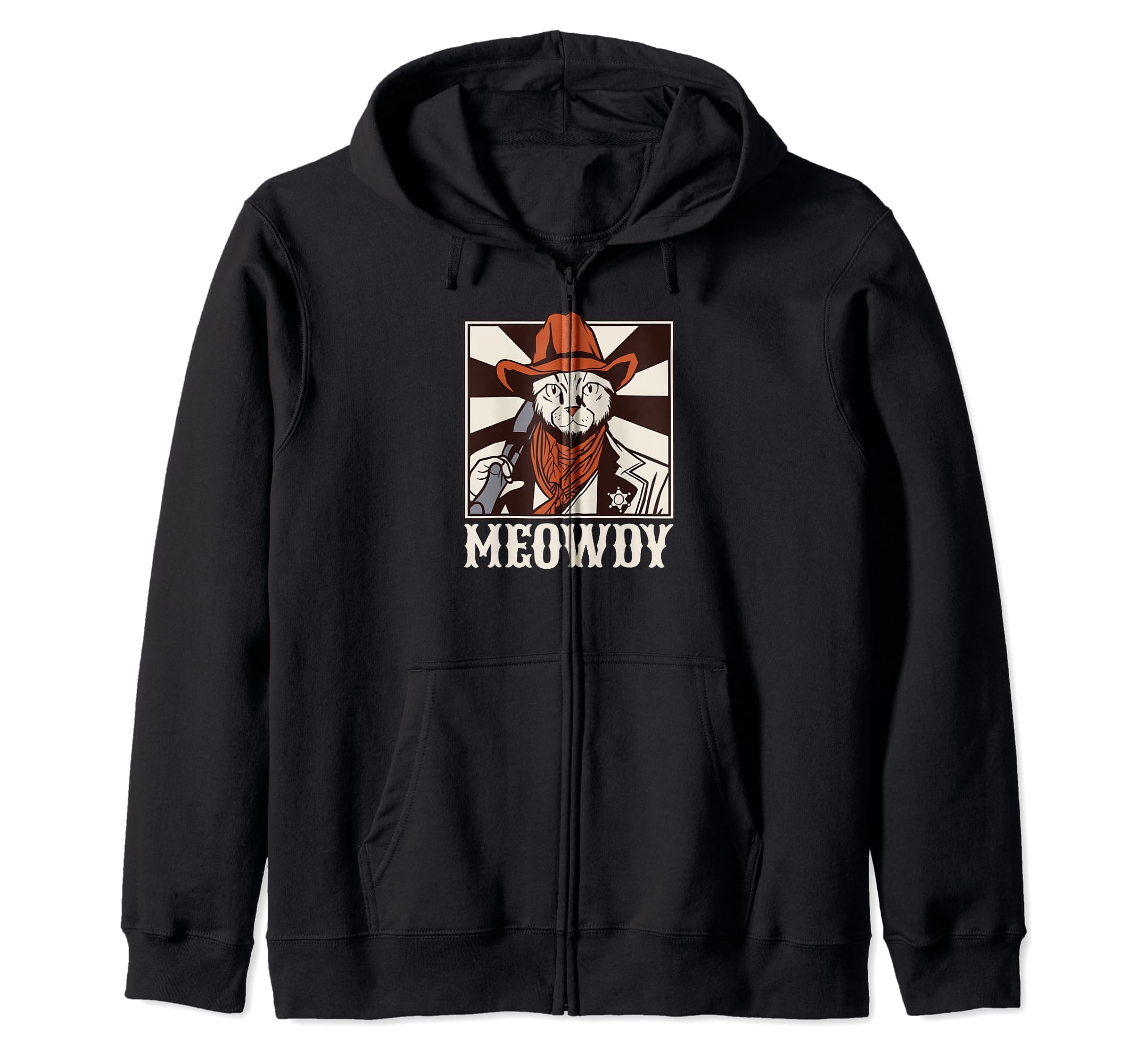 Meowdy Funny Mashup Between Meow and Howdy Cat Meme Zip Hoodie