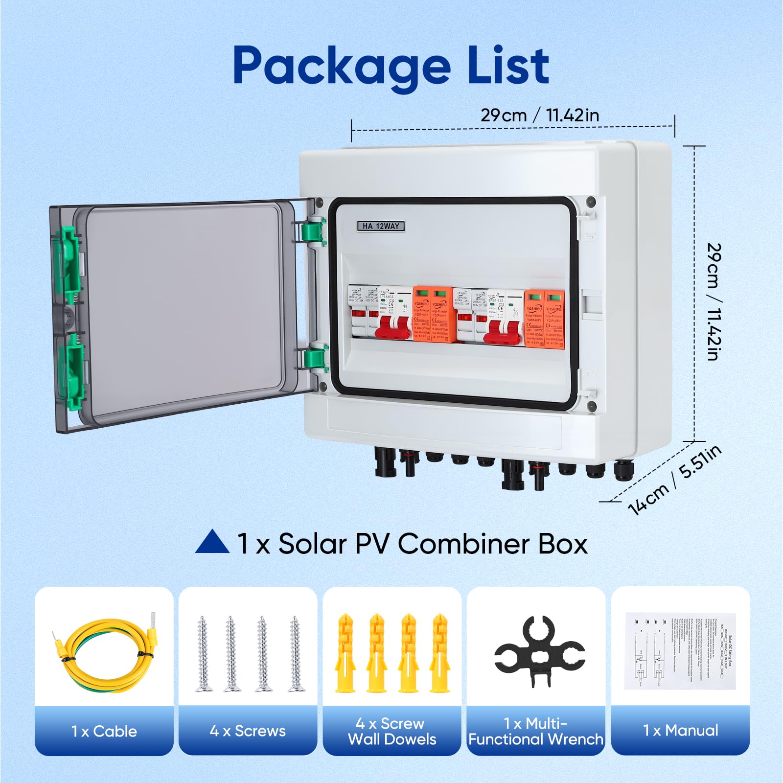 Quadro combinato solare, Protezione PV DC 32A 500V, interruttore IP65, con protezione multistrato, Gestione energetica efficiente