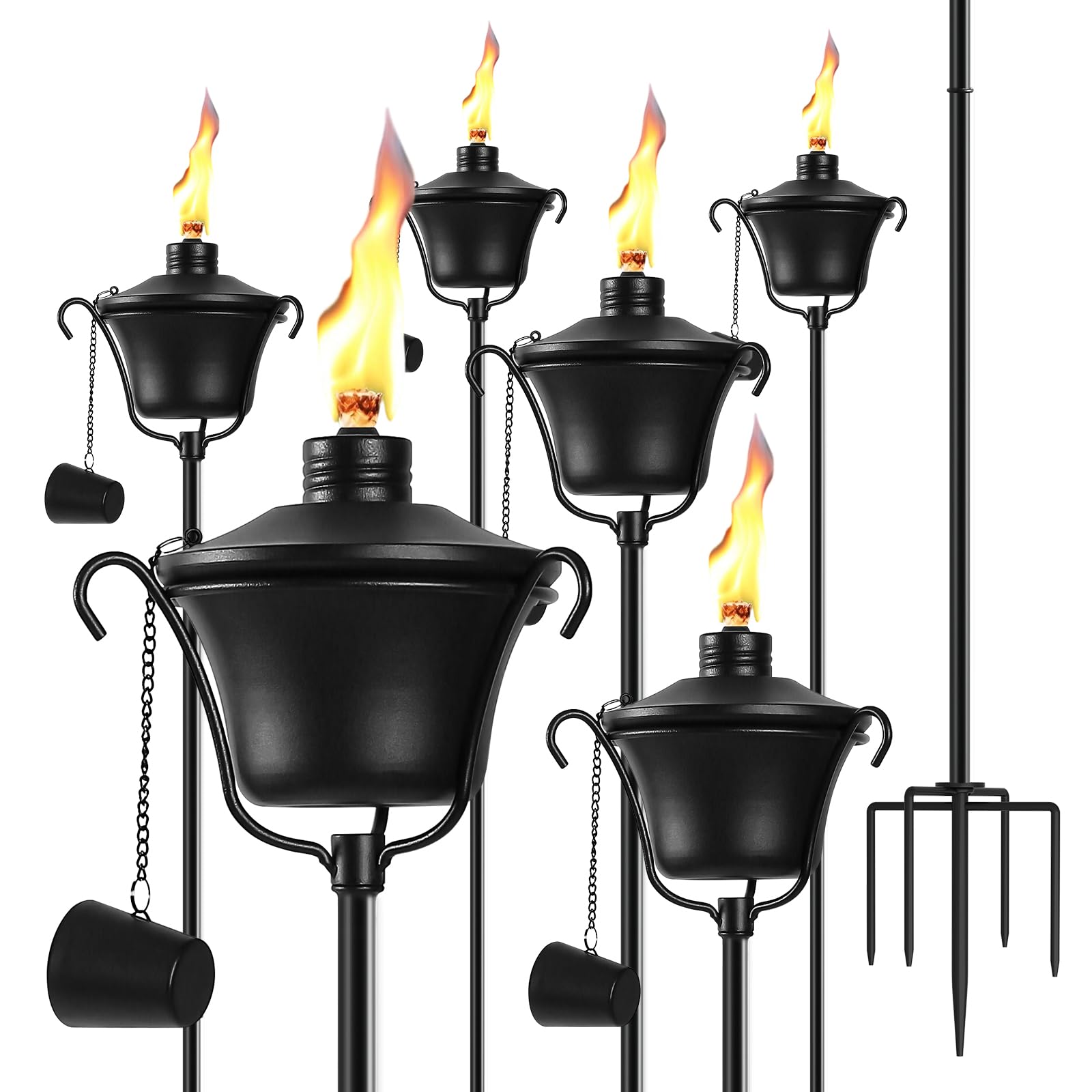 6 Pack Citronella Torches, 15Oz Garden Torch for Outside, Black