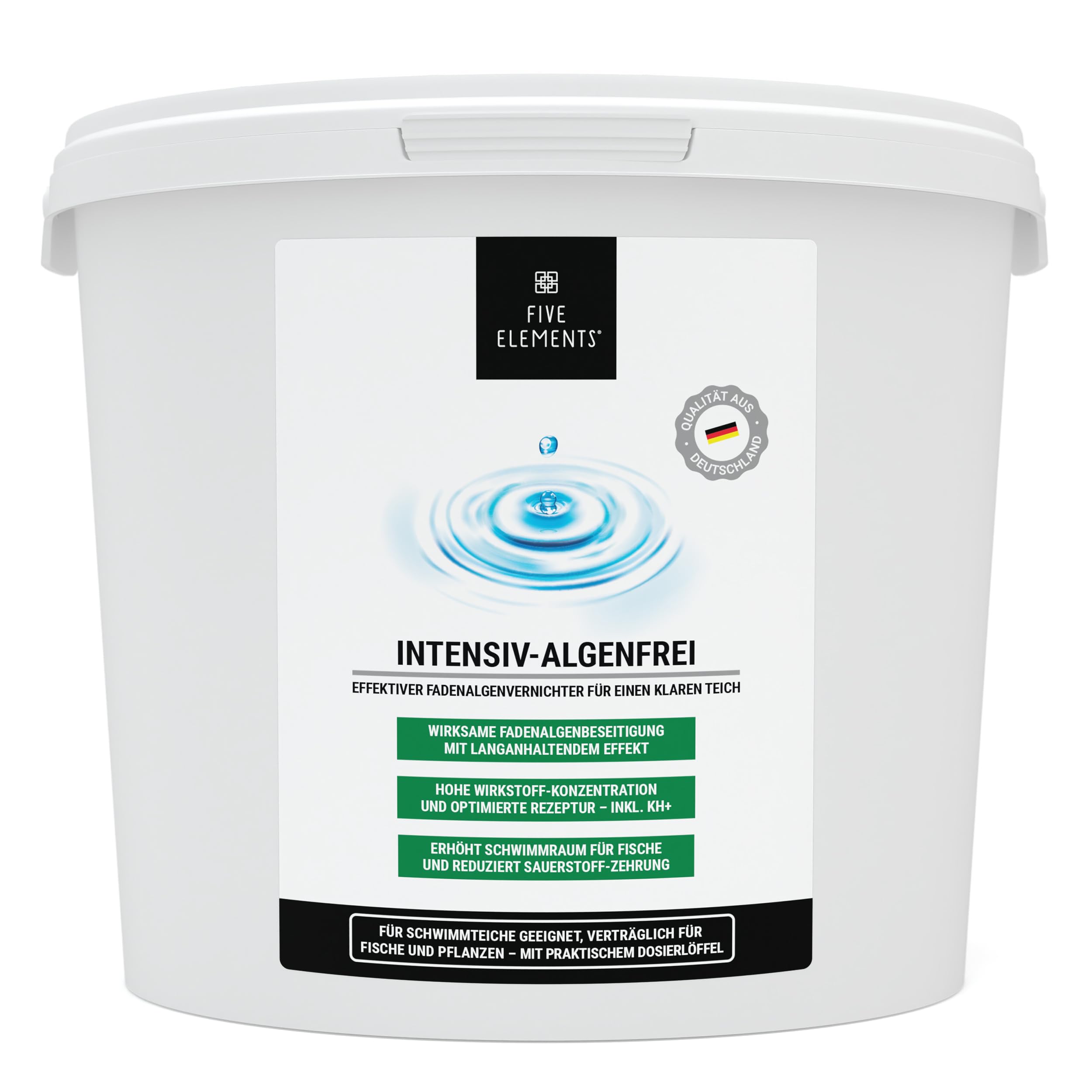 FIVE ELEMENTS® Intensiv-Algenfrei | hochwirksamer Fadenalgenvernichter für klaren Teich | für Koi-Teich geeignet | 5 kg