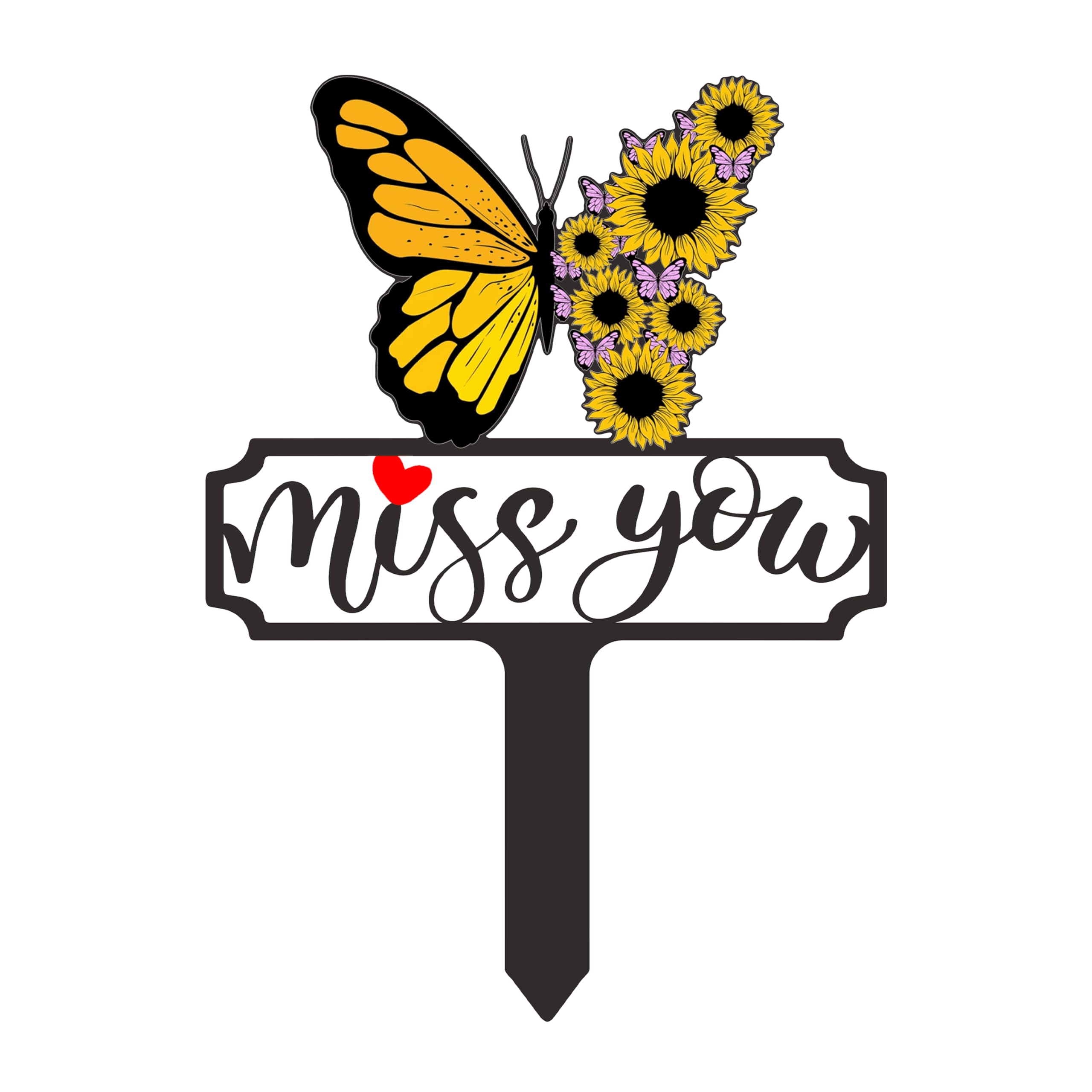 Ajqiomh Memorial Stakes Cemetery Decorations for Grave Miss You Grave Decoration Waterproof Metal Black Grave Stake Plaques Memorial Gifts for Outdoor Yard Birthday Grave Decorations，8.6 x 11.8inch