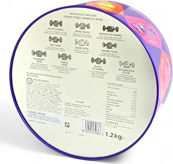 M&S Big Mix Assorted Chocolate Covered Toffees 1.2kg Tin, Caramels and Creams, Colorful Gift Box Collection