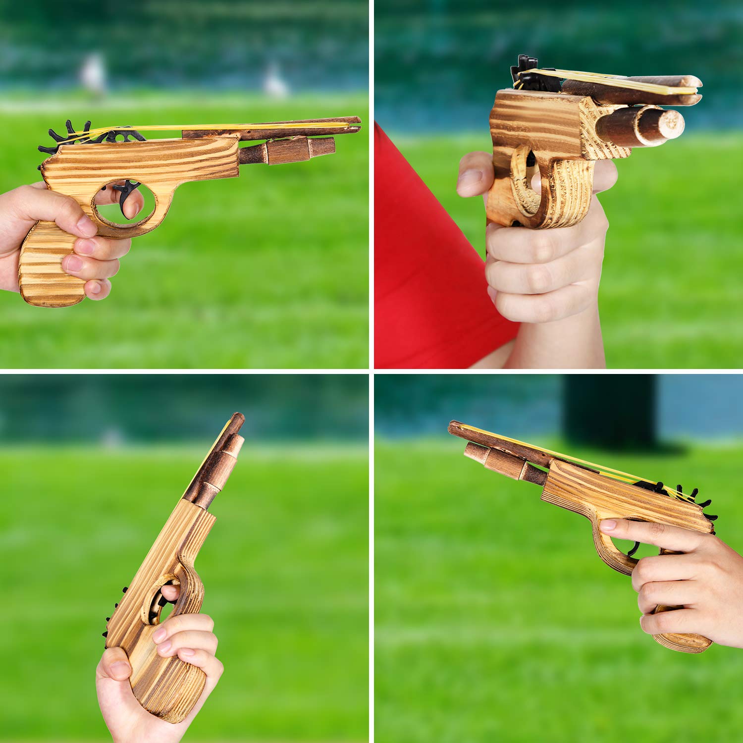 2 Pack Rubber Band Gun Toy Wood and Handmade Toy Gun Easy Load 50 Rubber Bands Per Set Buy