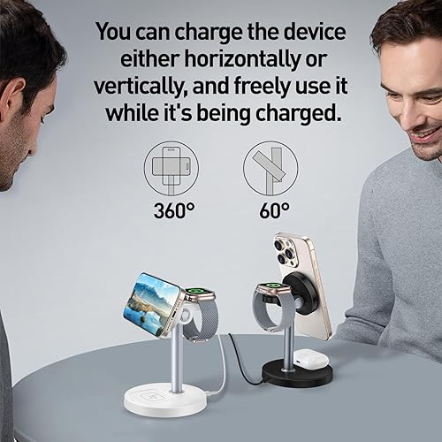 Miniatura 5 de Estación de carga 3 en 1 Apple, cargador Qi2 MagSafe, cargador inalámbrico de carga rápida, soporte de cargador magnético seguro para Apple Watch