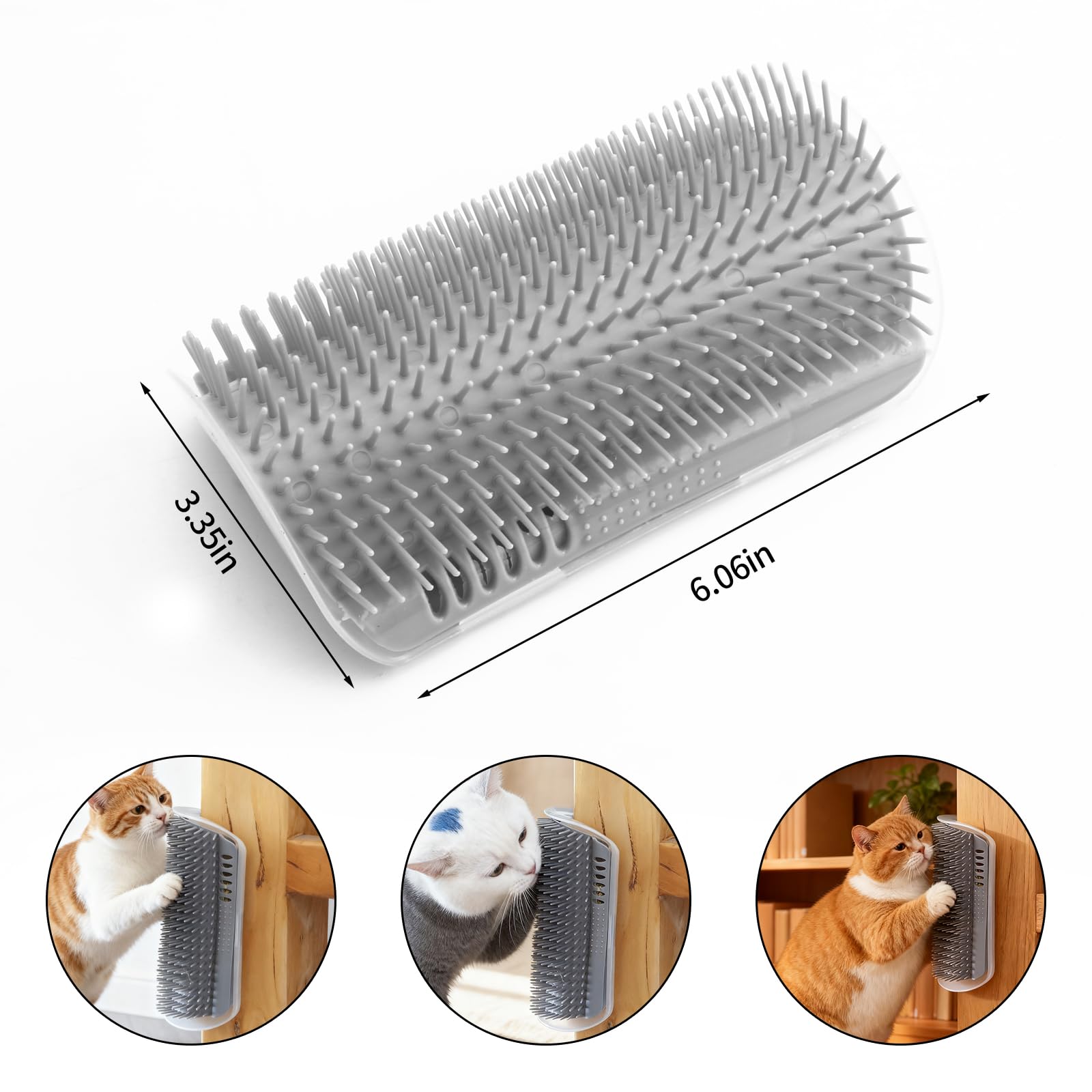 Softer Self Groomer brushes, Cat Corner Groomer brushes, Self Grooming Cat Brush for Long & Short Fur Kitten Cats Dogs（grey） - image 3