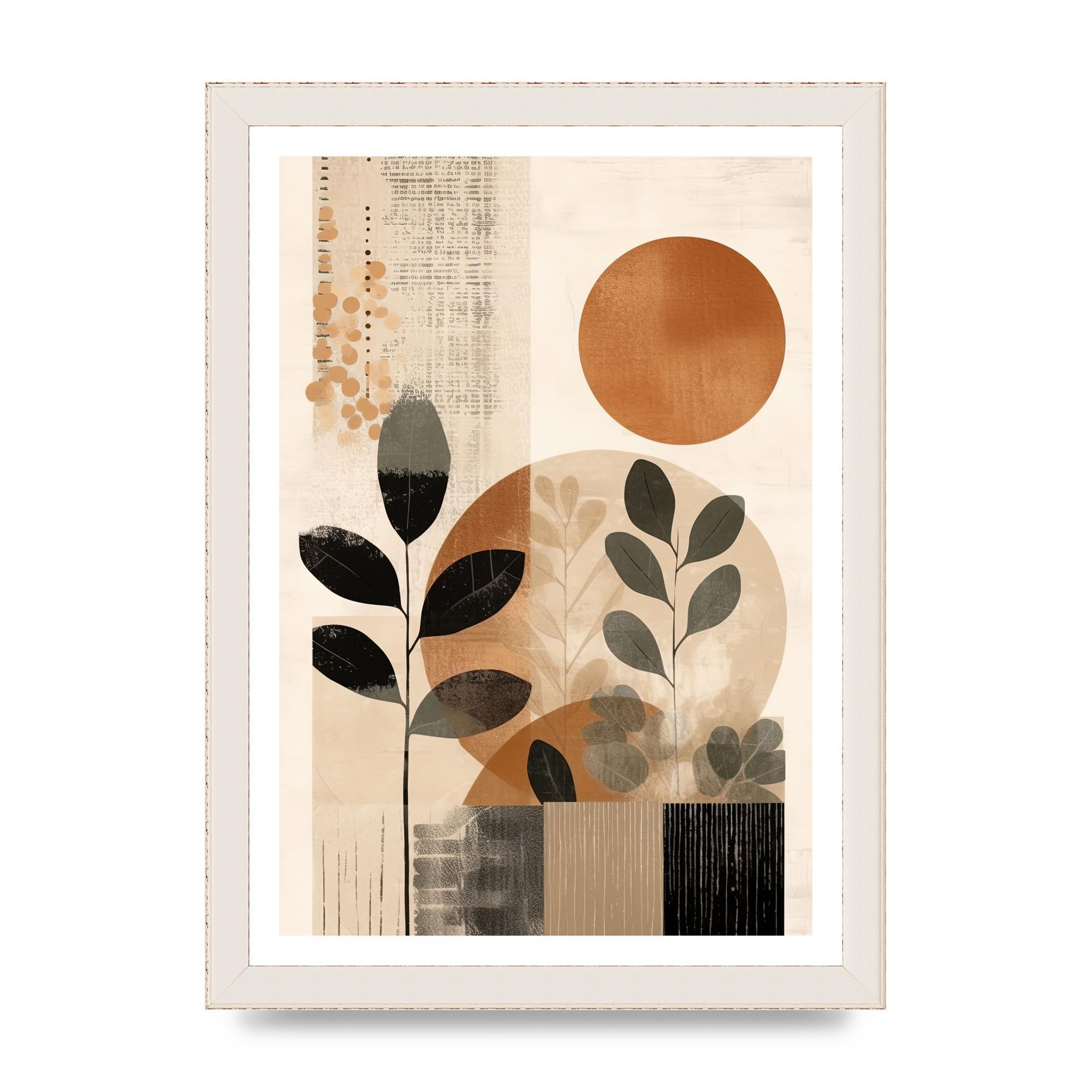 Lithobee - Abstract botanical art Home Wall Art Prints in Sizes A2, A3 & A4 Framed in a Stylish Quality Coloured Frame or Unframed - A4 White Grain Frame