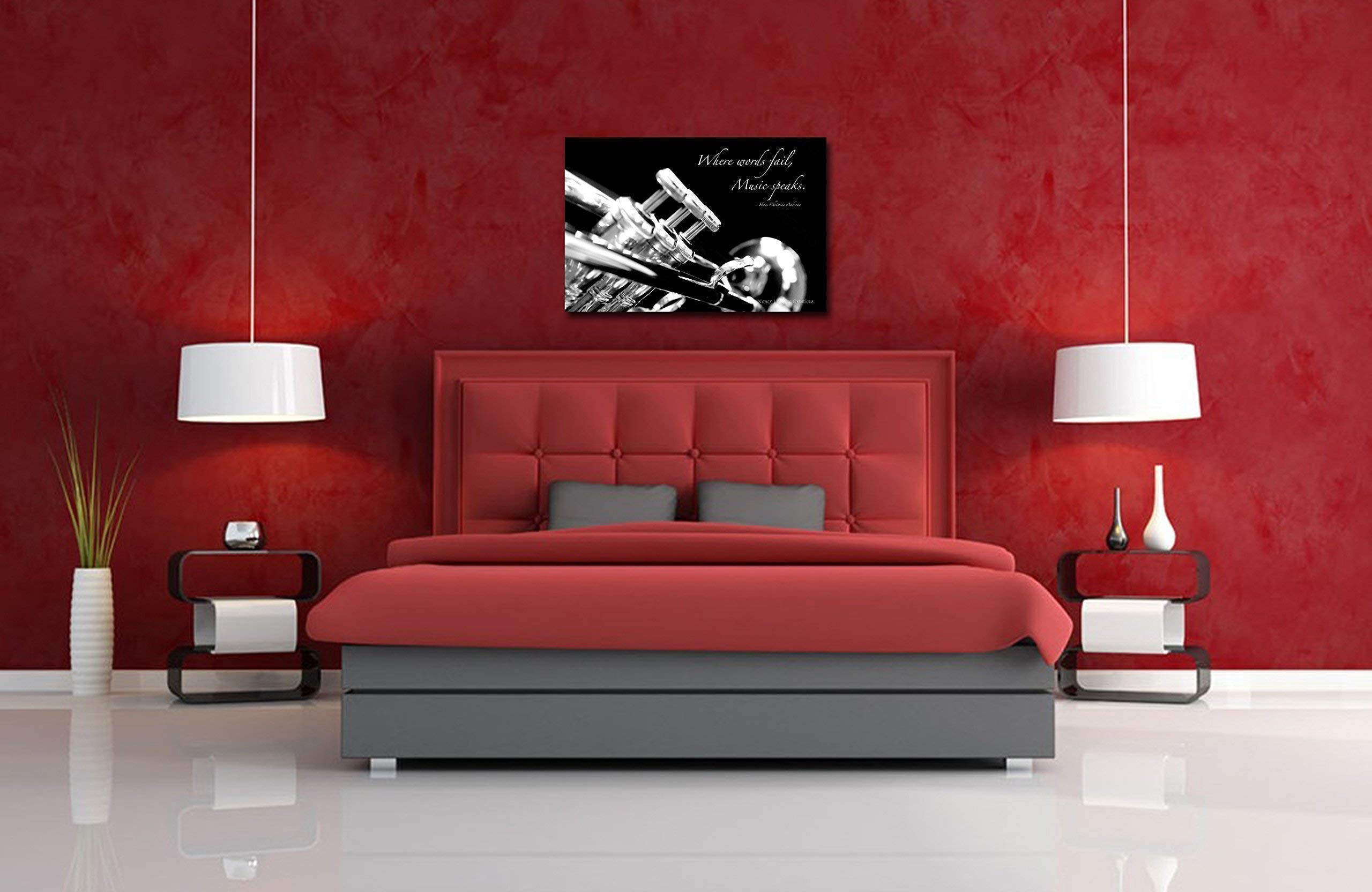 Trumpet Photo on CANVAS Inspirational Quote about Music Gift Idea for Musician Unframed Black and White Wall Art Ready to Hang