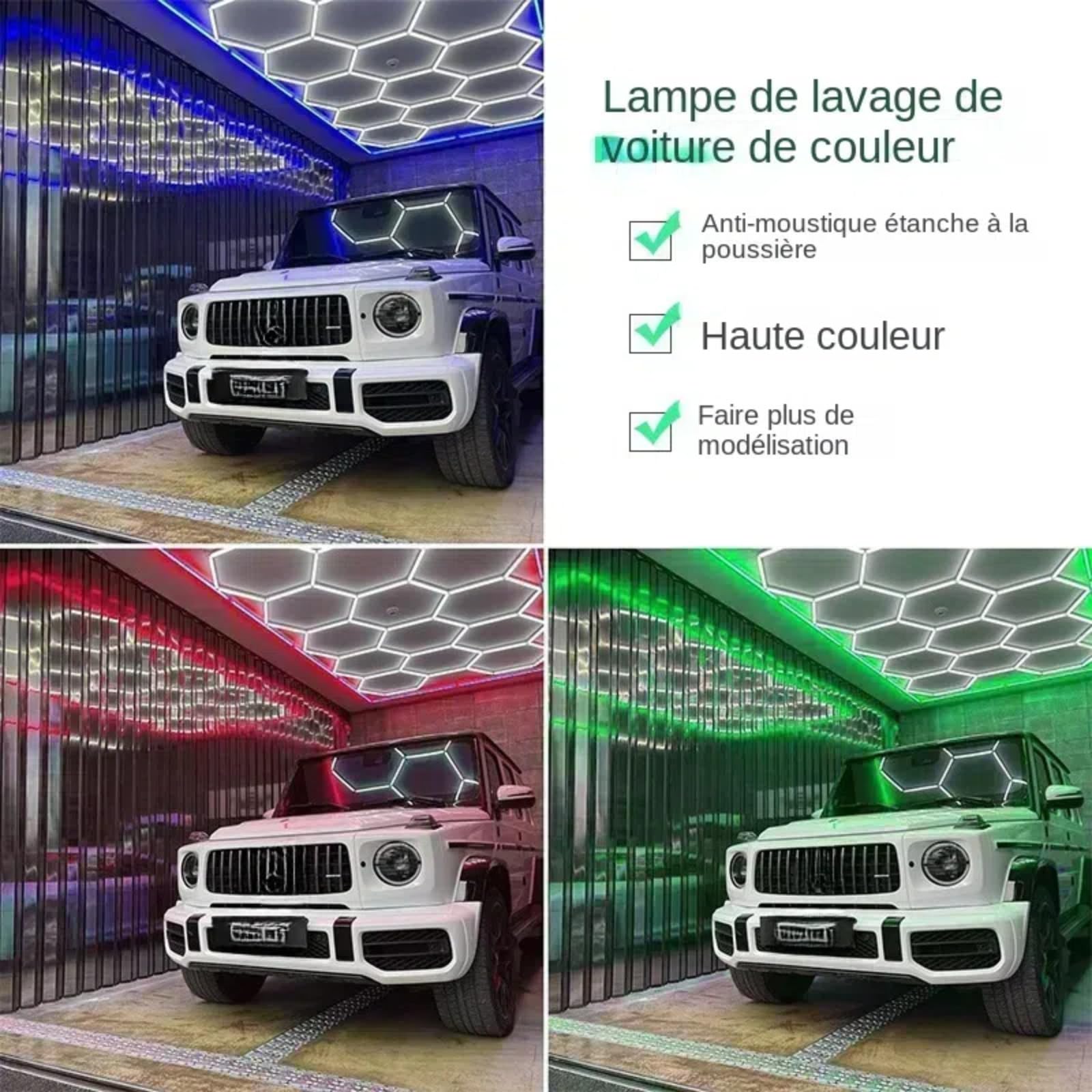 neon led garage, lampe led hexagone,plafón led de nido de abeja,lampe de garage hexagonal,Adecuado para la decoraci n del coche, film luminoso para la iluminación de estación de trabajo y taller