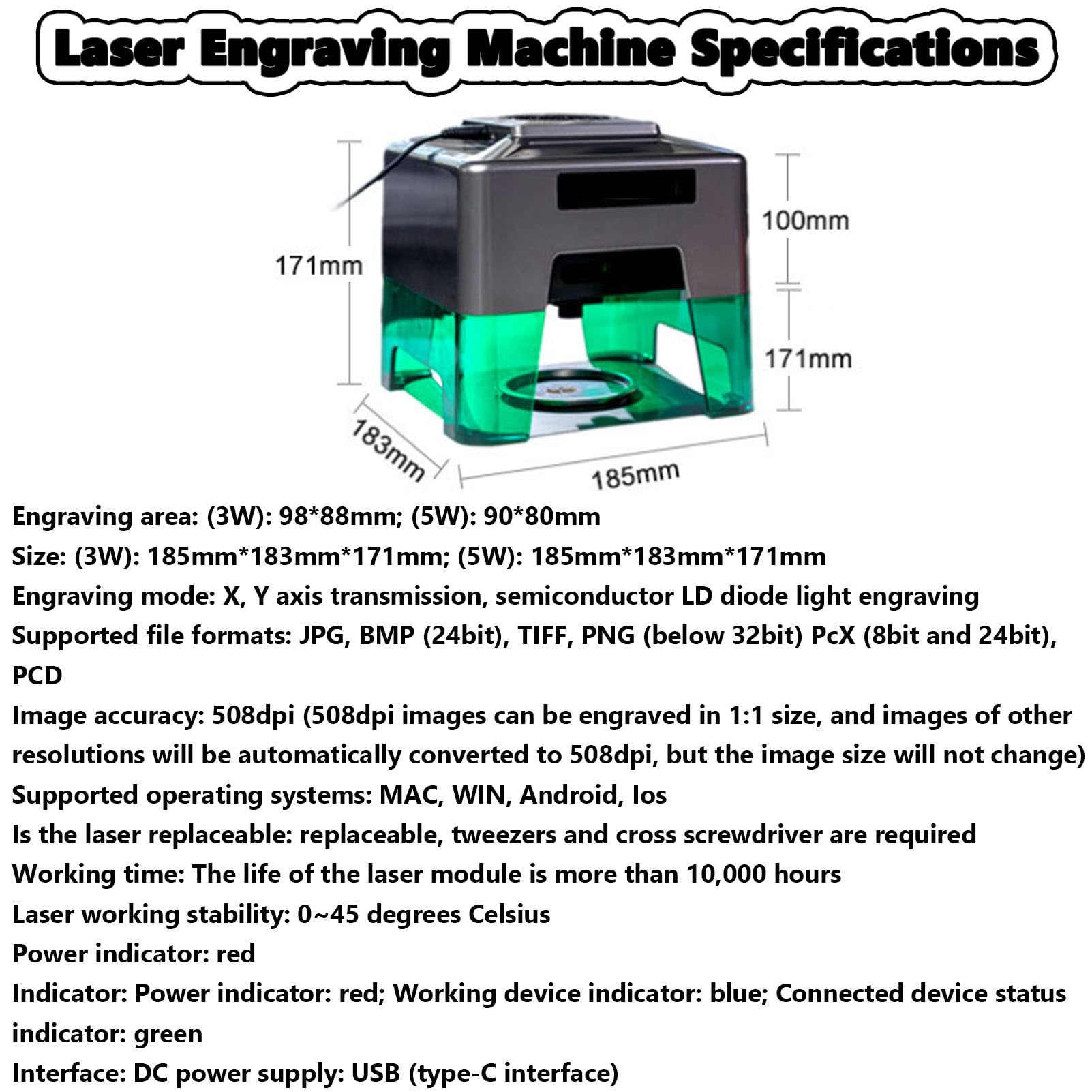 de Gravure de Bureau, graveur Laser Portable à Monter soi-même, Compatible ou Application, Installation Facile débutants, Bois et Plastique
