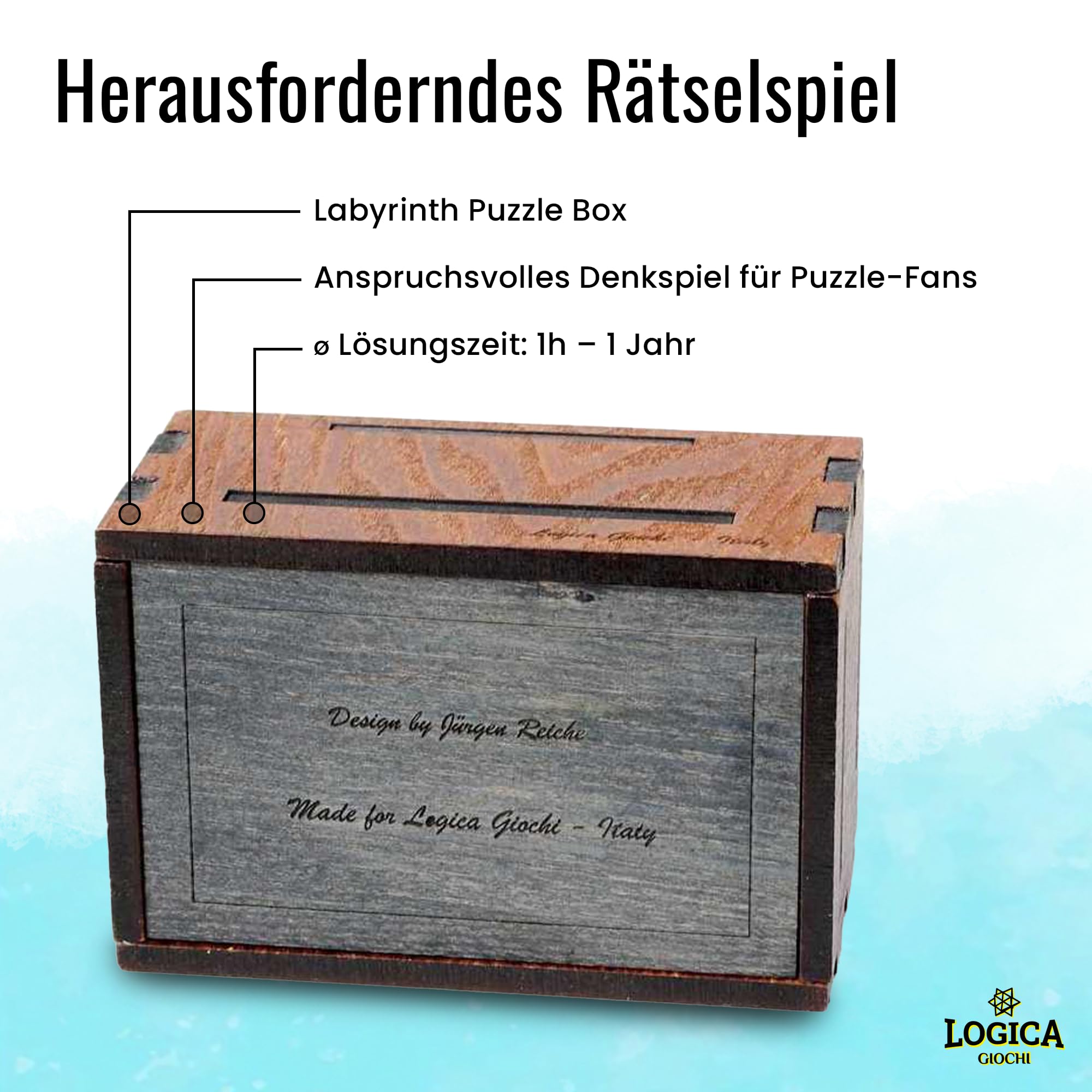 Logica Spiele Art. Pandora Box – Die Secrete Box – Puzzles aus Holz – Geheimset – Schwierigkeitsgrad 5/6 Unglaublich – Kollektion Leonardo da Vinci