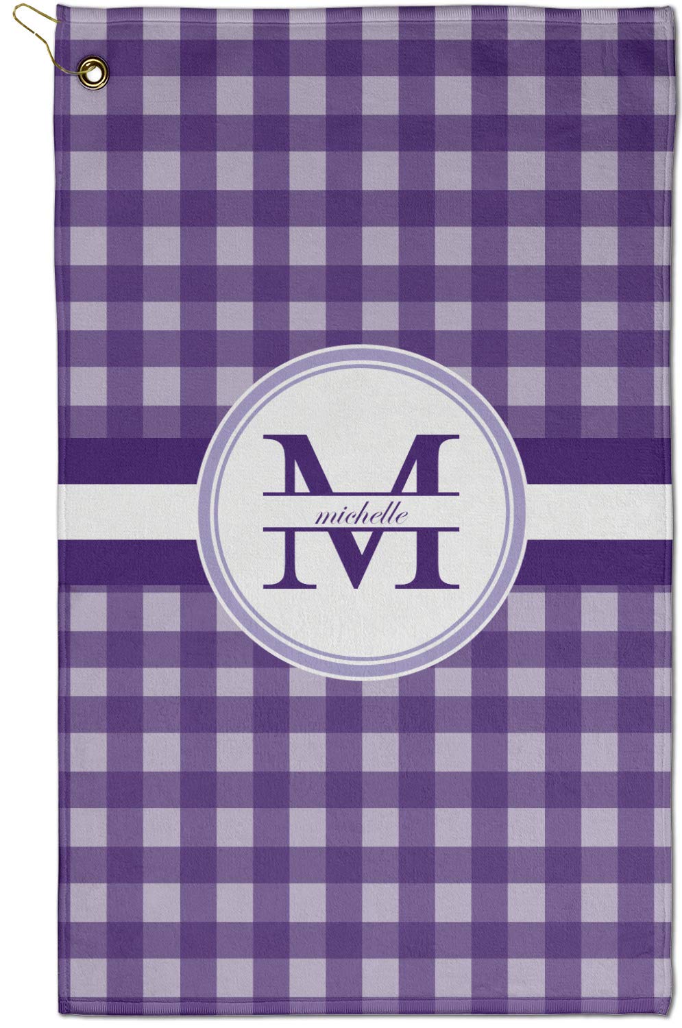 RNK Shops Personalized Gingham Print Golf Towel - Poly-Cotton Blend - Small w/Name and Initial