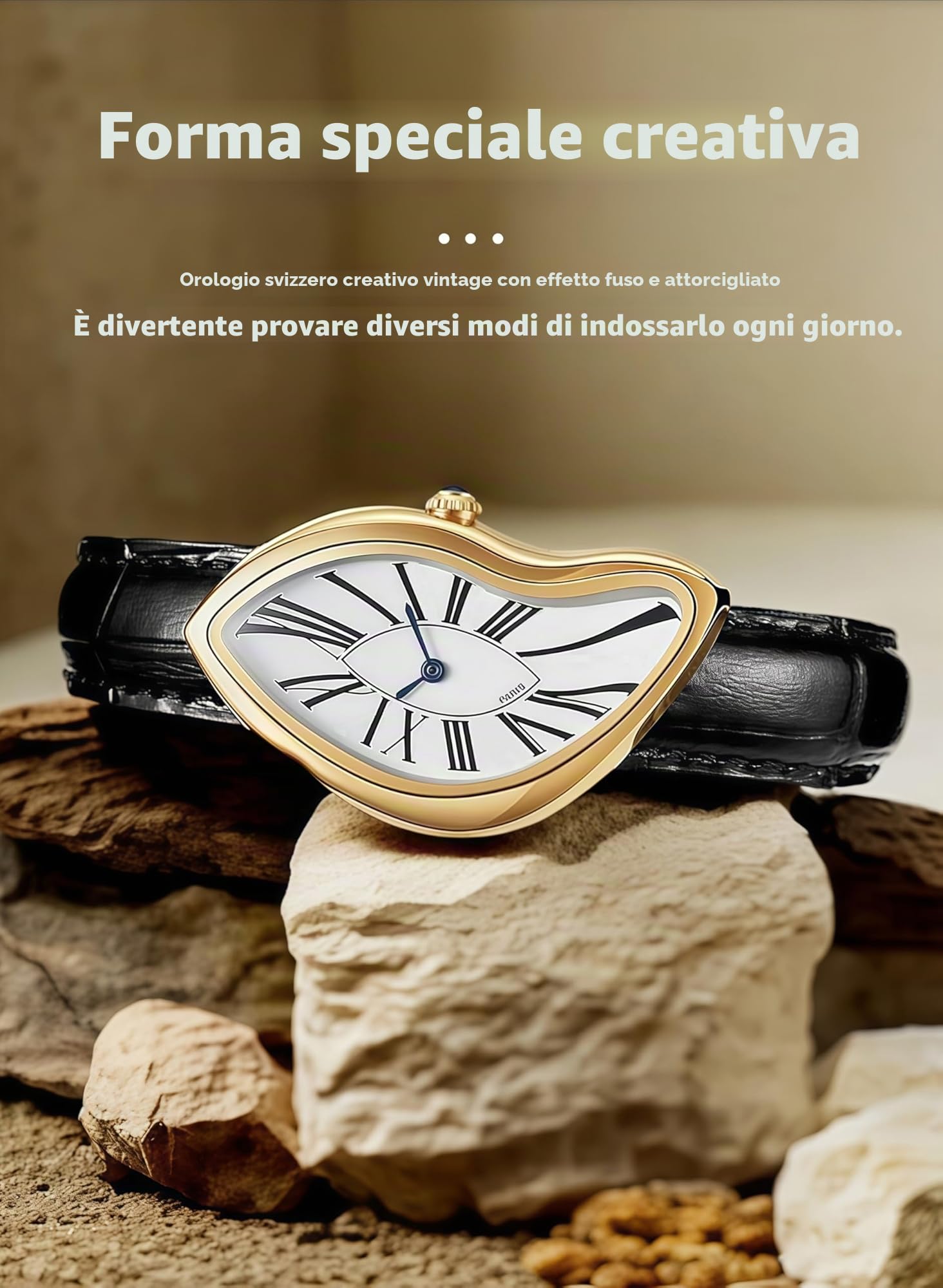 Gosasa Orologio da polso da uomo, elegante, analogico, al quarzo, con cinturino in vera pelle, quadrante con numeri romani, impermeabile, orologio casual da lavoro