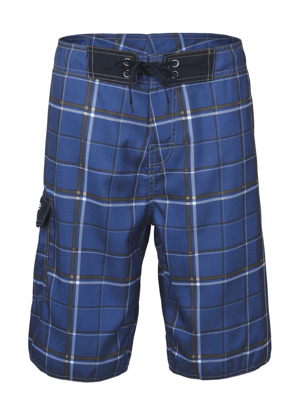 Nonwe Men's Beachwear Board Shorts Quick Dry Plaid Pattern Sky Blue 34