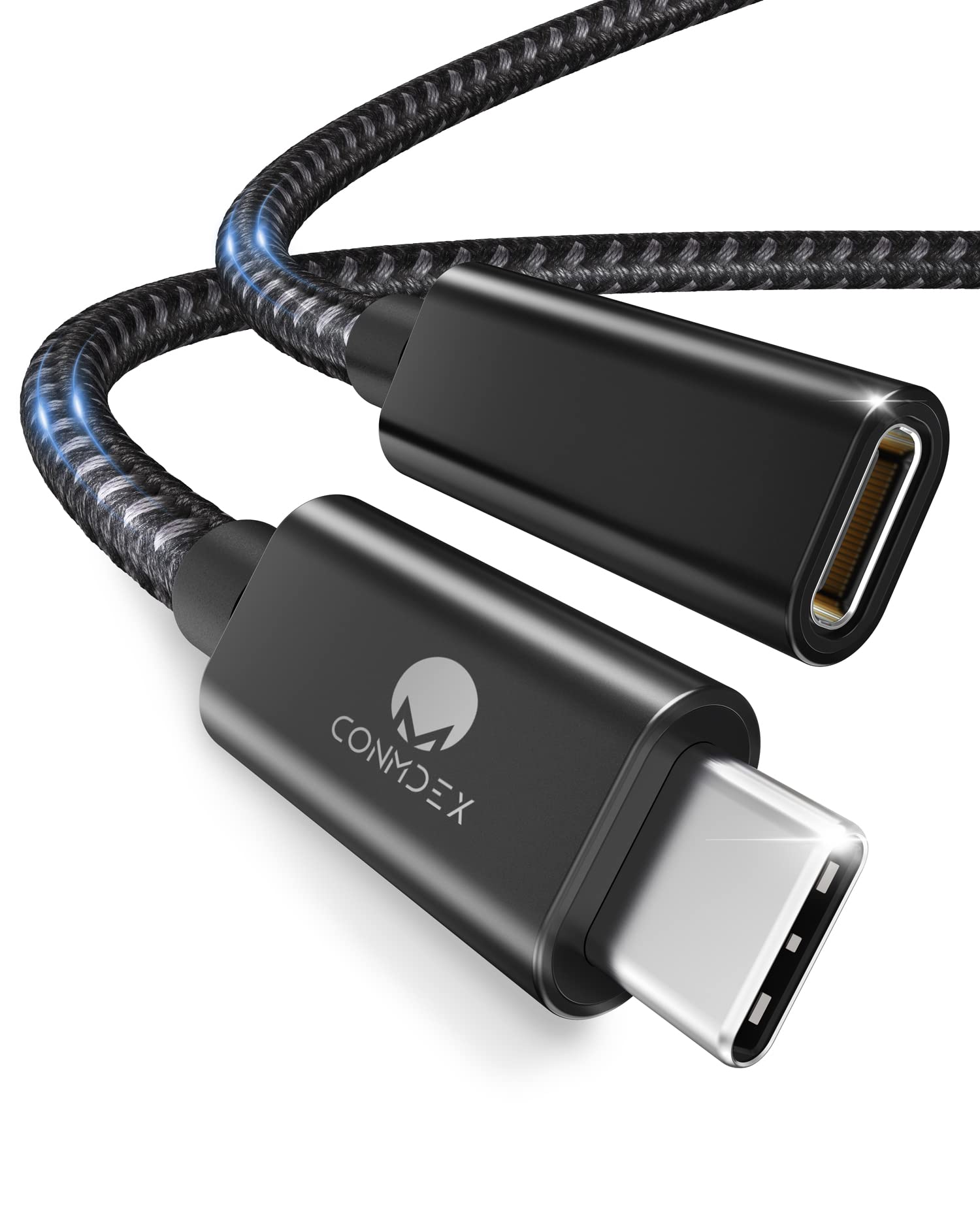 CONMDEX USB C Verlängerung 0.3m USB 3.2 Kabel TypC Stecker auf Buchse Verlängerungskabel 10Gbit/s,5A/100W,4K Video/Audio Sync-Extender Kompatibel mit PSVR2,M1 M2 Max MacBook,Galaxy S23/S22,Schwarz