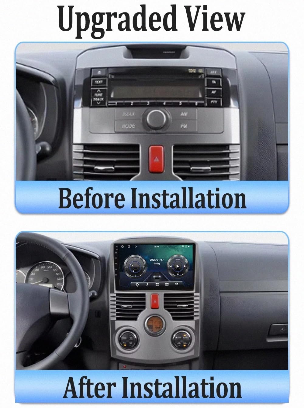 Przenośny Ekran Carplay Systemu Audio dla Toyota Yaris 2 XP90 2005-2012 Odtwarzacz Wideo Car Play Mirror Link, Siri/Airplay/Aux/Radio, Odtwarzacz Bluetooth, 4 Rdzeń 2G+32G