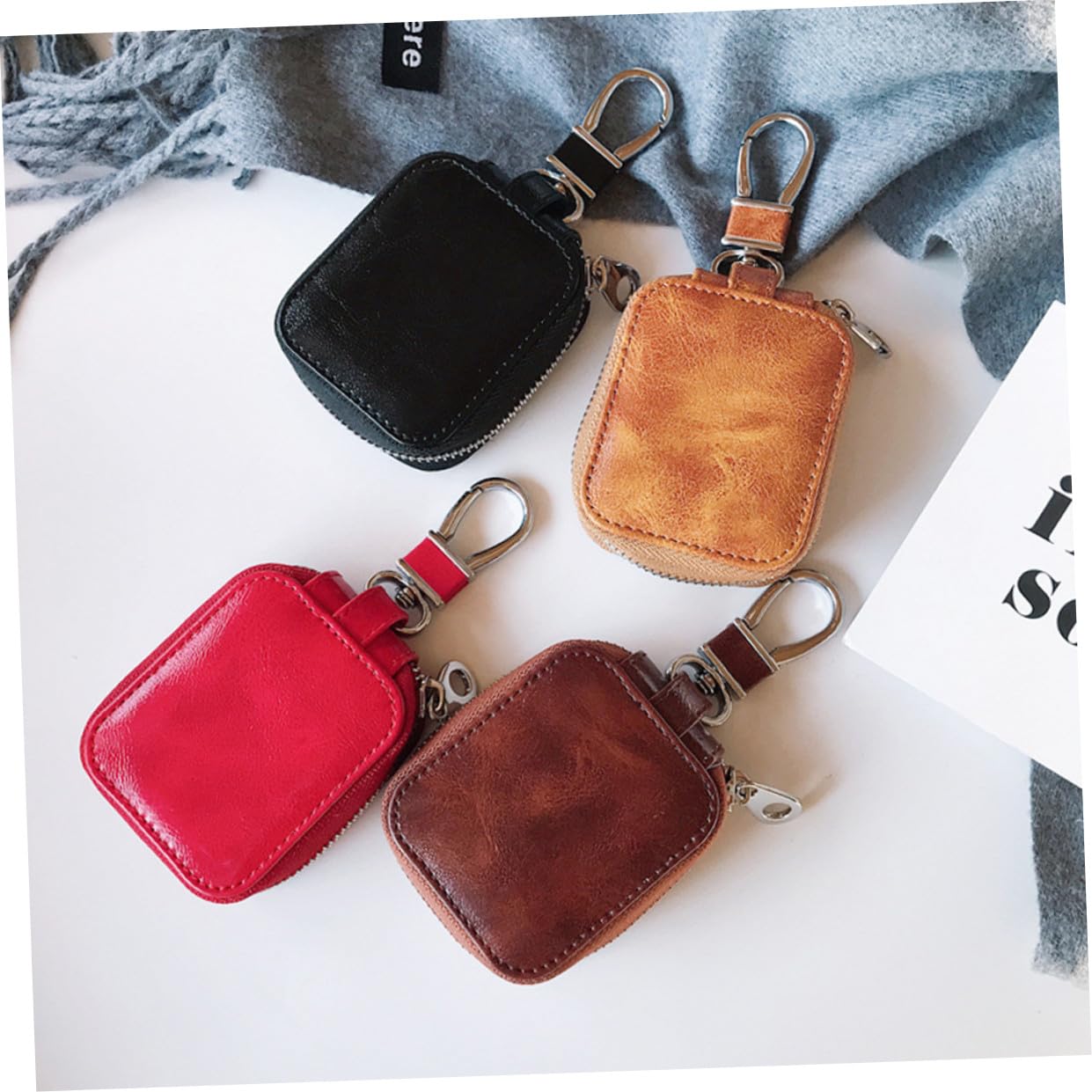 HOMSFOU 3 Piezas Caja De Auriculares Inalámbricos Estuche para Auriculares Cubierta del Auricular Caja del Auricular De La Vendimia Funda para Auriculares Inalambricos Rojo