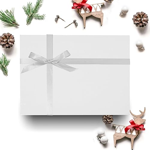 Miniatura 3 de 12 cajas de regalo grandes blancas con tapa, caja de regalo plegable de 12 x 9 x 4 pulgadas con cinta, cajas de regalo de fiesta para regalos,