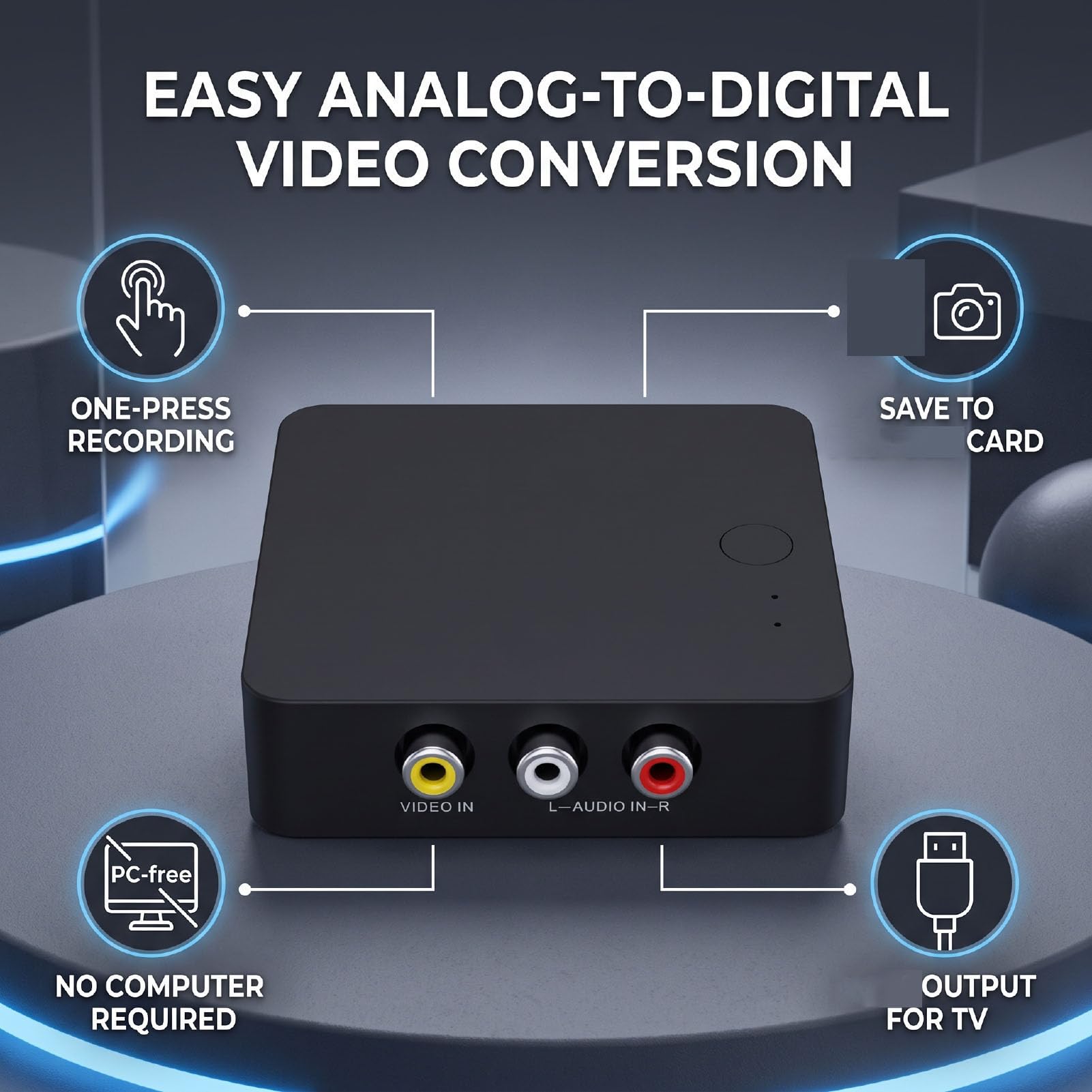 Bewinner Konwerter Av dla Vhs Vcr DVD Przechwytywanie Analogowo-cyfrowe z Wyjściem HD