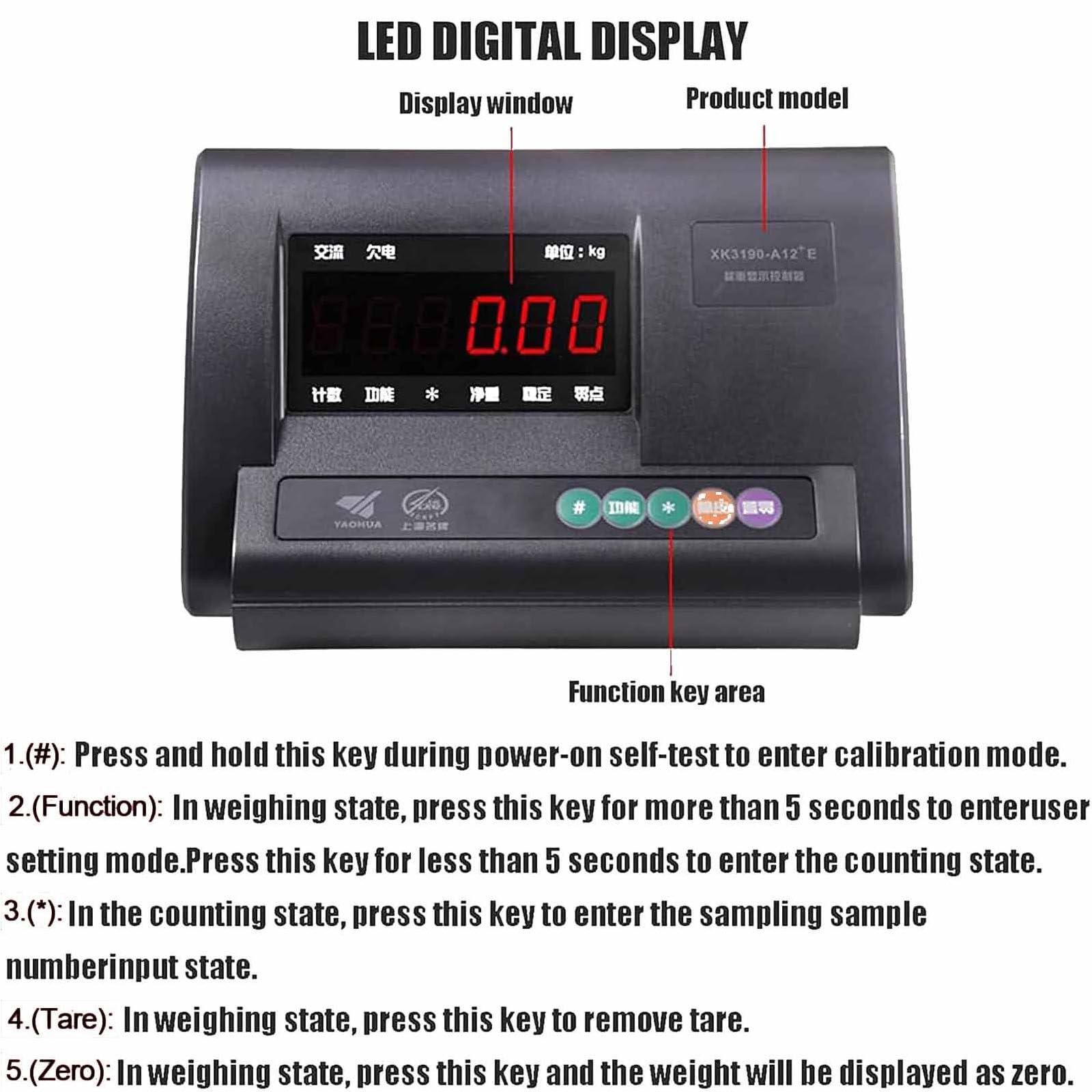 Kit Bilancia per Bestiame Elettronica,Bilancia per Scivolo per Bovini,Kit Bilancia per Animali,Bilancia Da Pavimento,Display a LED,Con 4 Celle Di Carico E Scatola Di Giunzione,1000kg