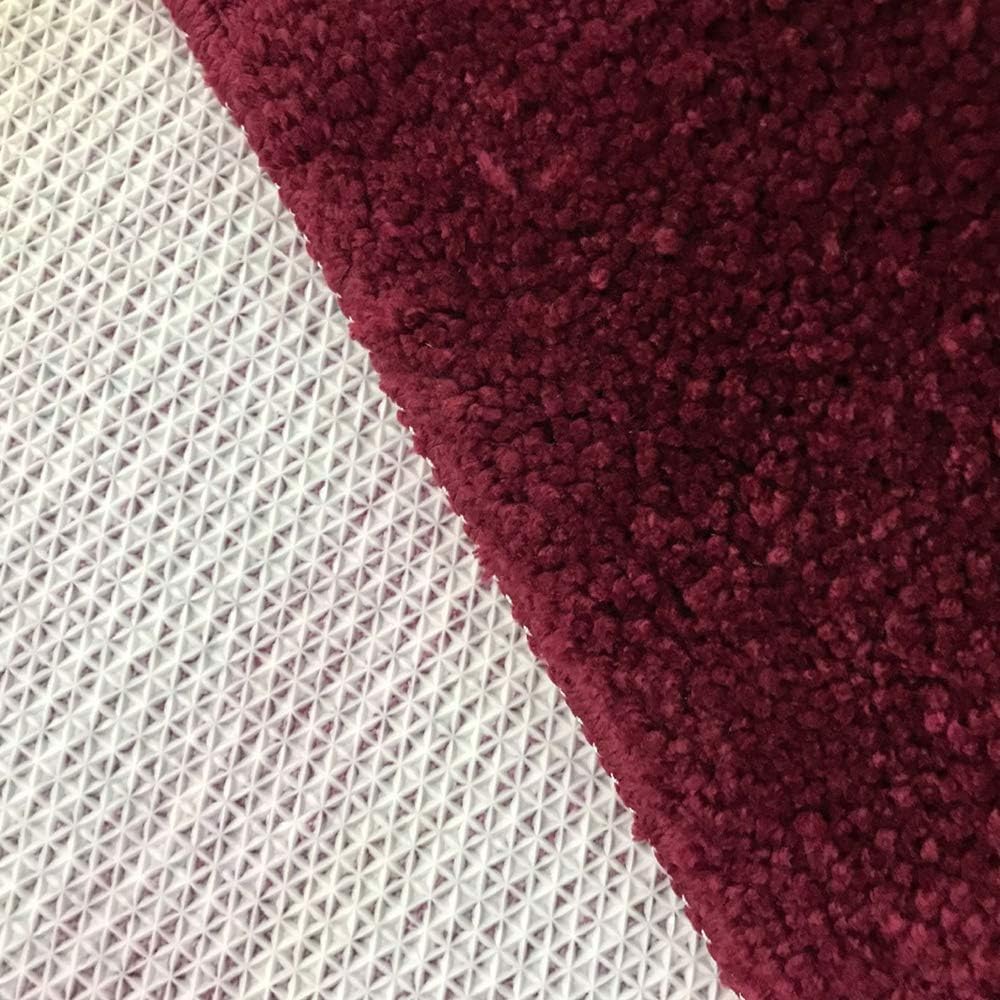 3 Pieces Bathroom Rug Set,Non-Slip Bath Mats for Floors,Ultra Soft, Absorbent and Comfortable U-Shaped Contour Rug, Floor Mat and Toilet Lid Cover (Wine Red)