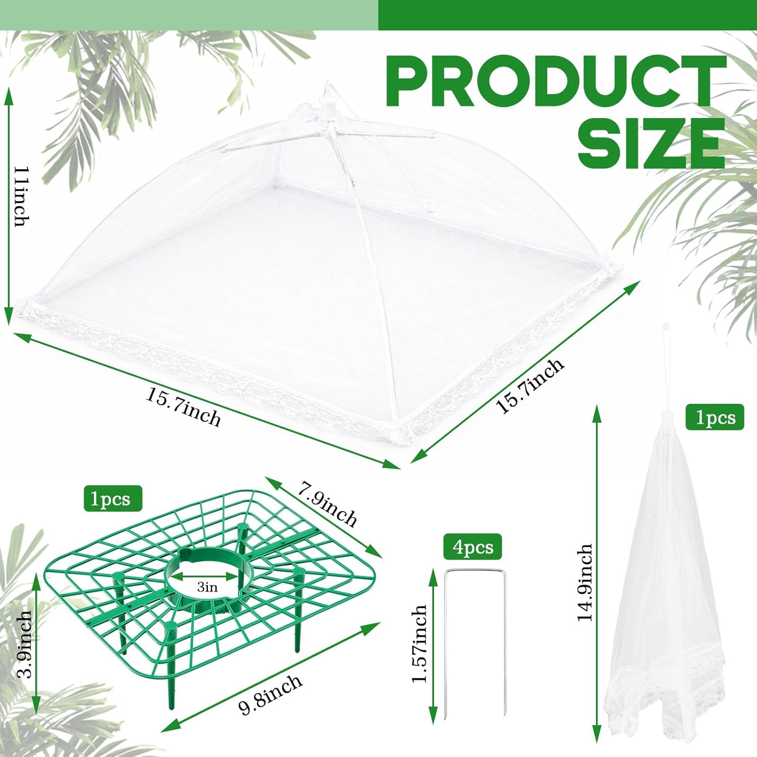 12 Sets Square Strawberry Plant Support with Mesh Plant Cover, Strawberry Growing Kit with Iron Nails for Garden Vegetables Keep Berries Clean