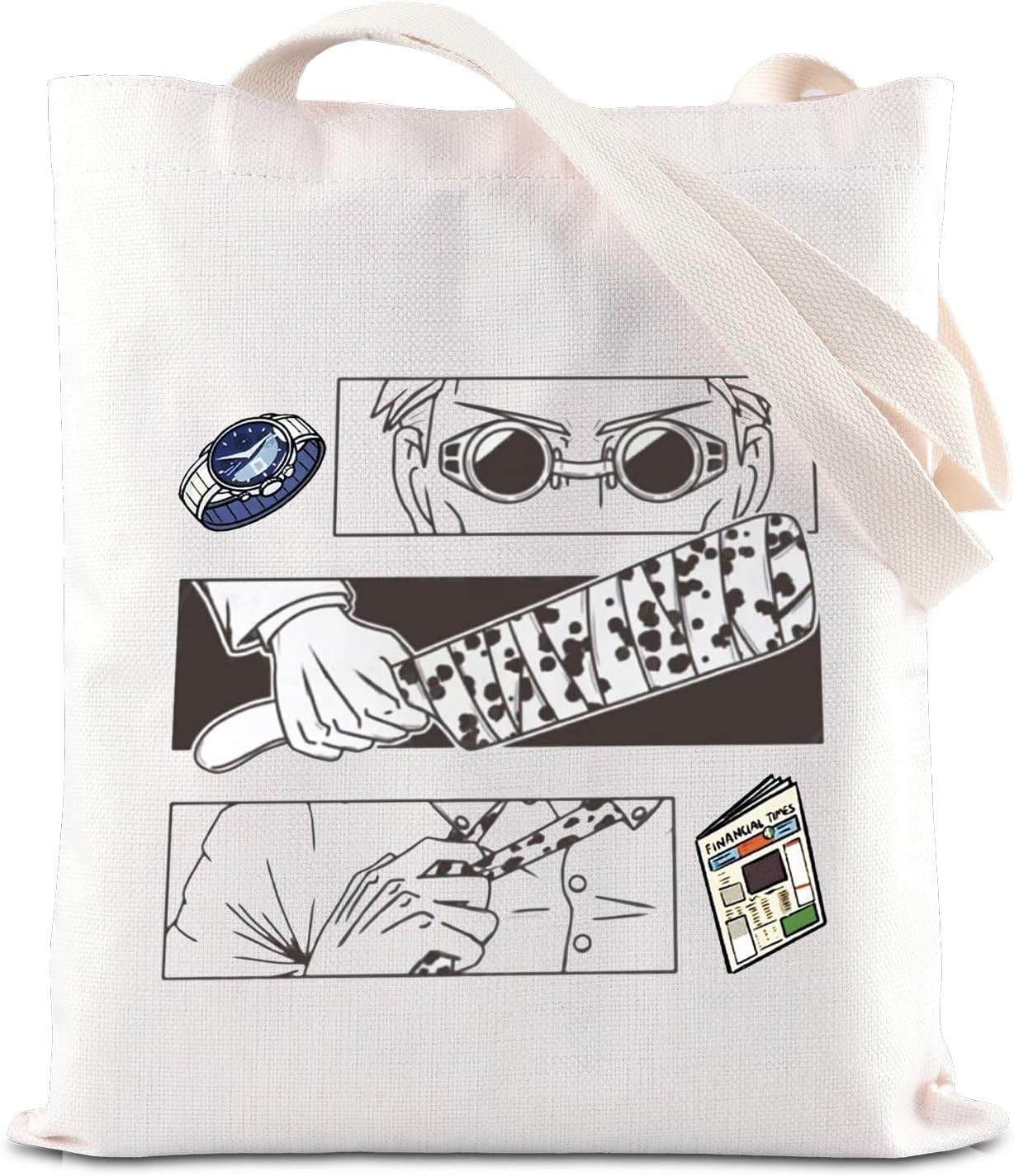 FOTAP JJK Inspired Tote Bag Anime Lover Merch Sorcerer Curse Fighter Japanese Anime Fan Shoulder Bag JJK Lover Gift