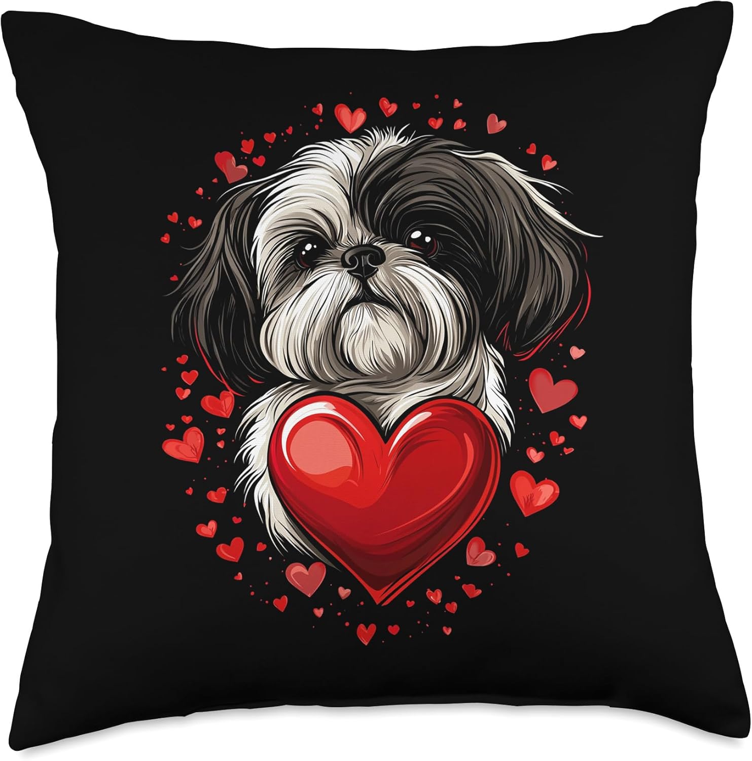 Valentine's Day Shih Tzu Dog Heart Throw Pillow