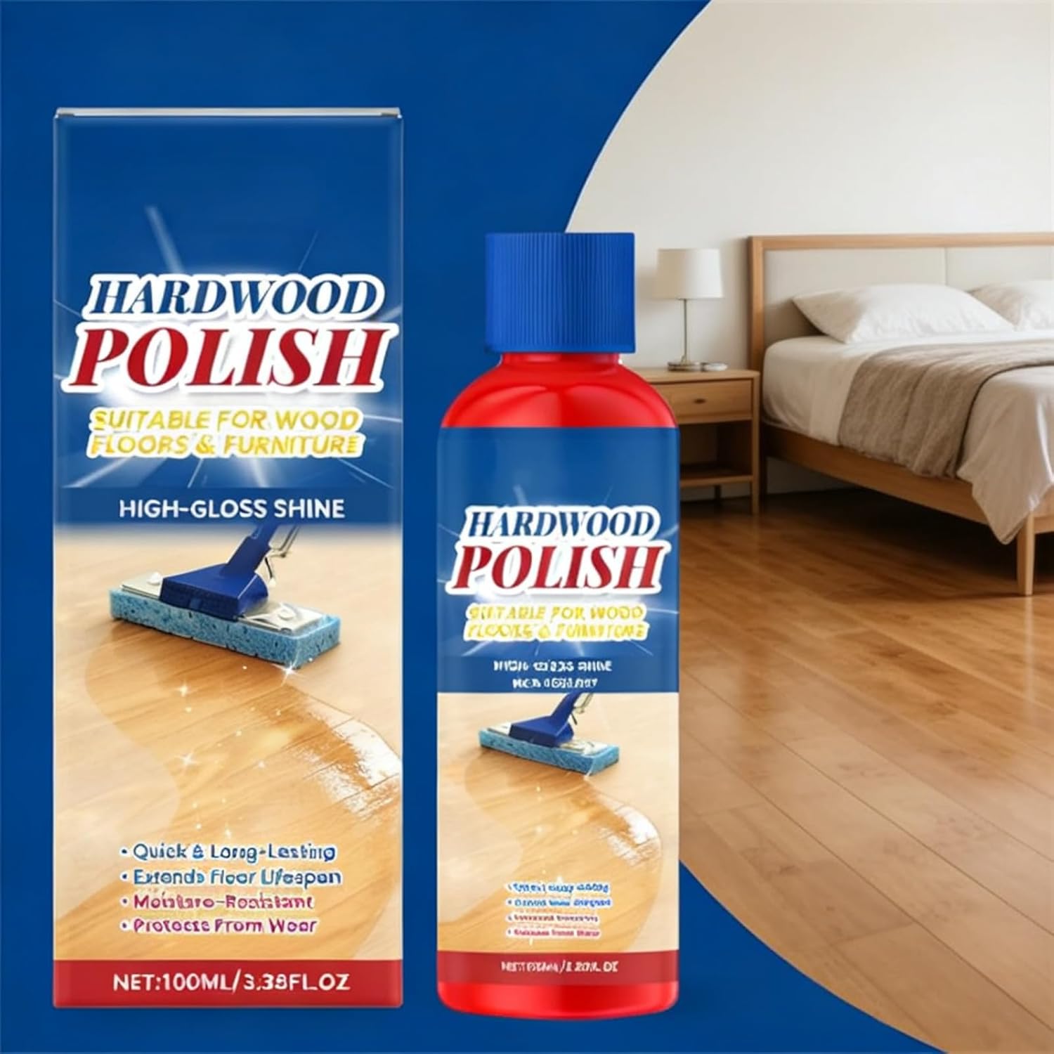 High-Gloss Shine Wood Floor Polish, Hardwood Floor Restorer, Restore & Protect Your Wood Floors, Instant High-Gloss Shine for Home Surfaces, Wood Polish for Floors & Furniture (3 Pcs)