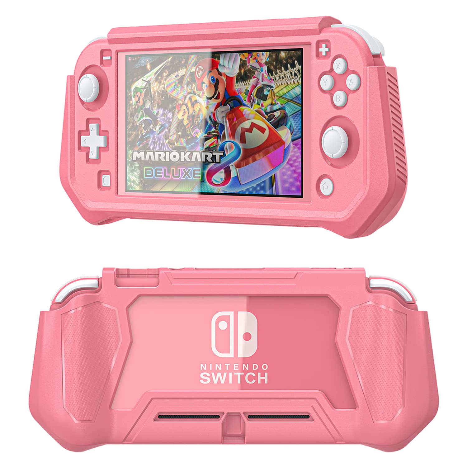 AntetekCase for Switch Lite Protective Case Cover Skin Accessories,Grip Cover with Built-in PC Screen Protector,Split Cover TPU Case with Anti-Scratch and Anti-Dust (Coral)