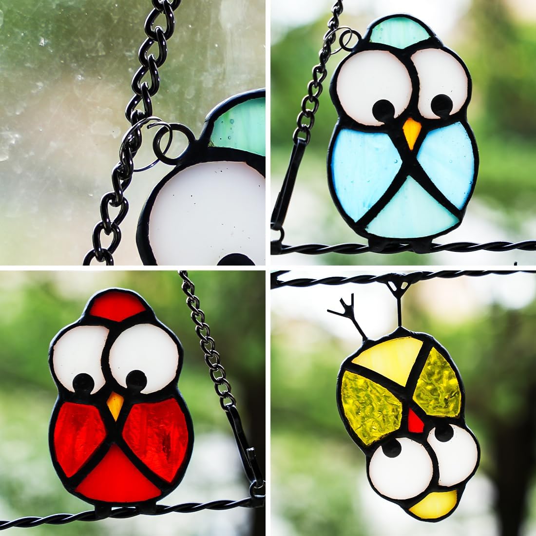 Multicolor Owl Stained Glass Suncatcher for Window,Birds Stained Glass Window Hangings,Bird Suncatchers Deocr for Door Room,Owl Gifts for Mom,Grandma,Birds Gifts for Bird Lovers Women - Image 4