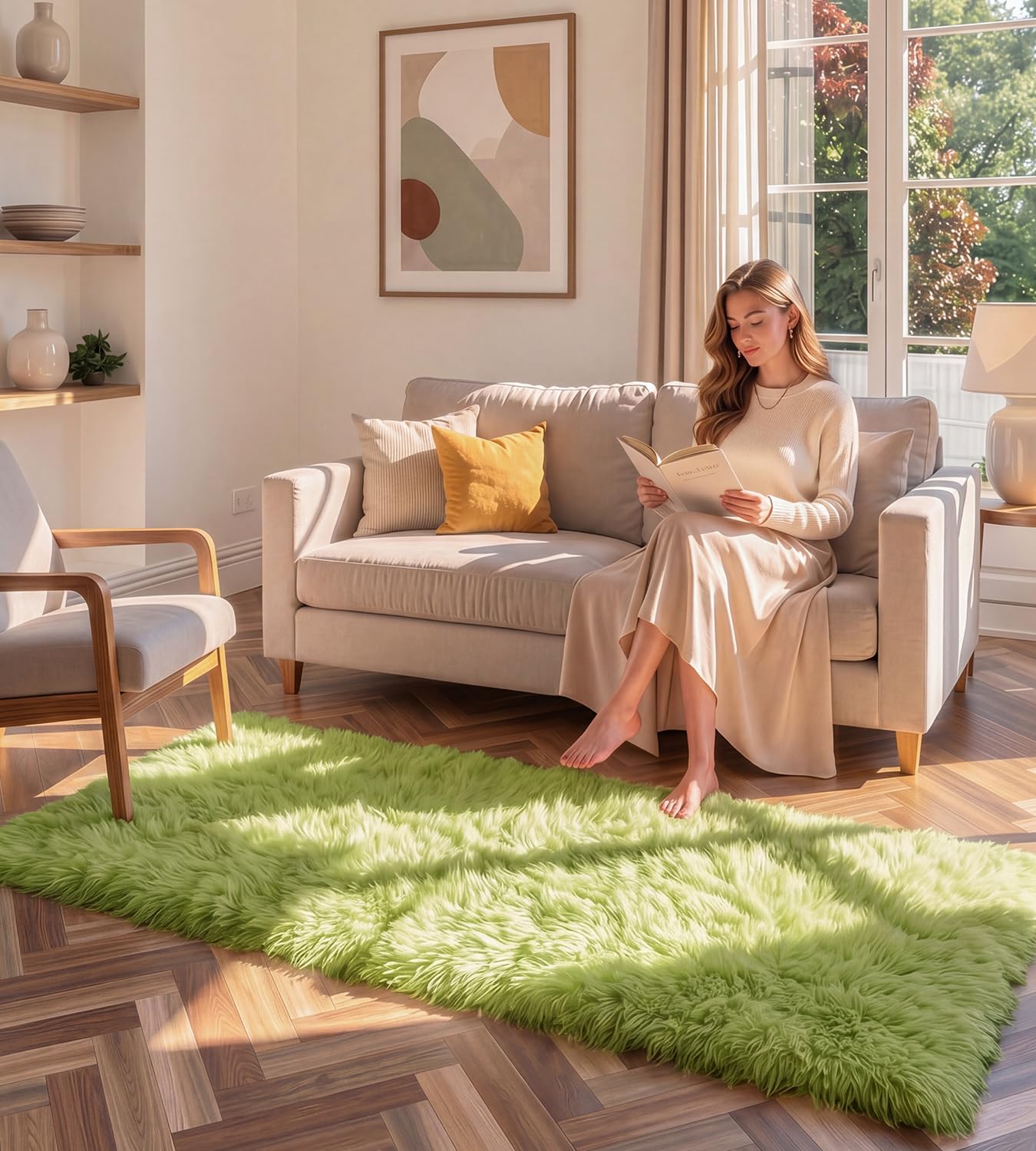 ROHATIM Hochflor Teppich Wohnzimmer Super weich Shaggy Teppich Flauschiger,Soft Area Rug Schlafzimmer Teppiche Super weich Fluffy Kindermatte