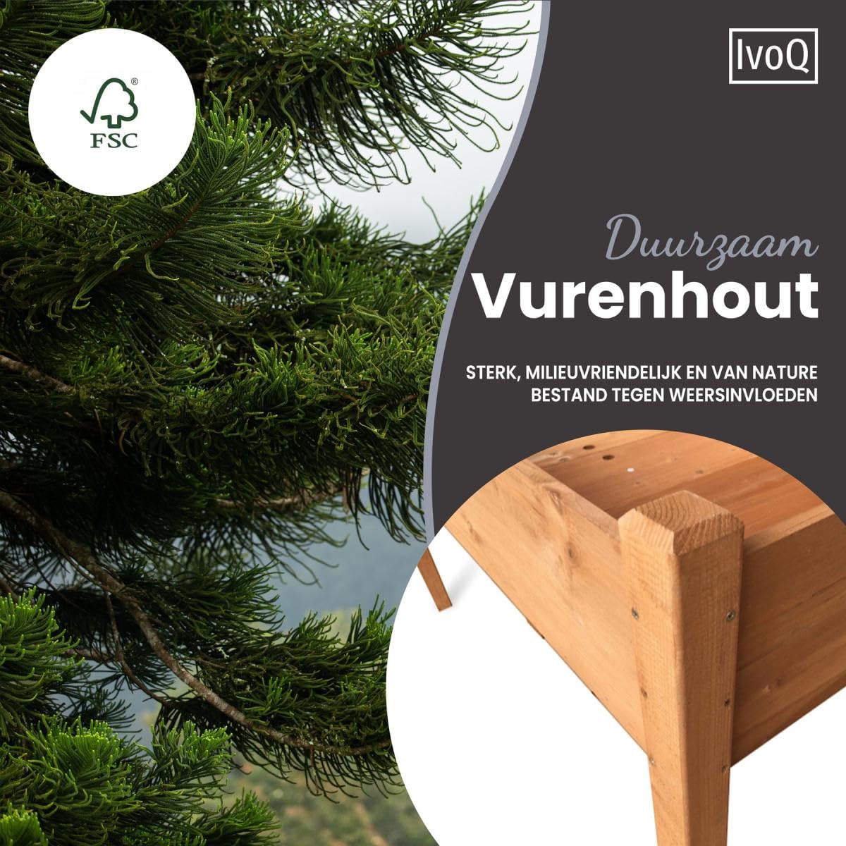 Fioriera rialzata in legno FSC, 126 x 60 x 76 cm, durevole e resistente alle intemperie, giardino, balcone e terrazza, perfetta per verdure, erbe e fiori