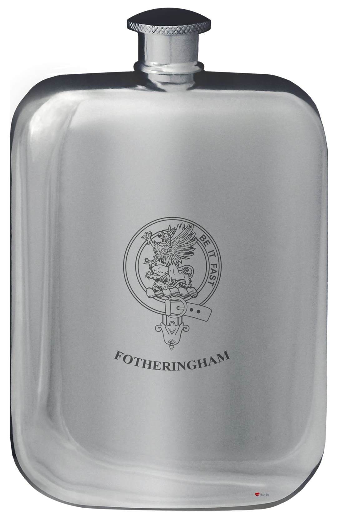 Flacon de hanche arrondi Fotheringham 6oz, la fiole de poche héraldique