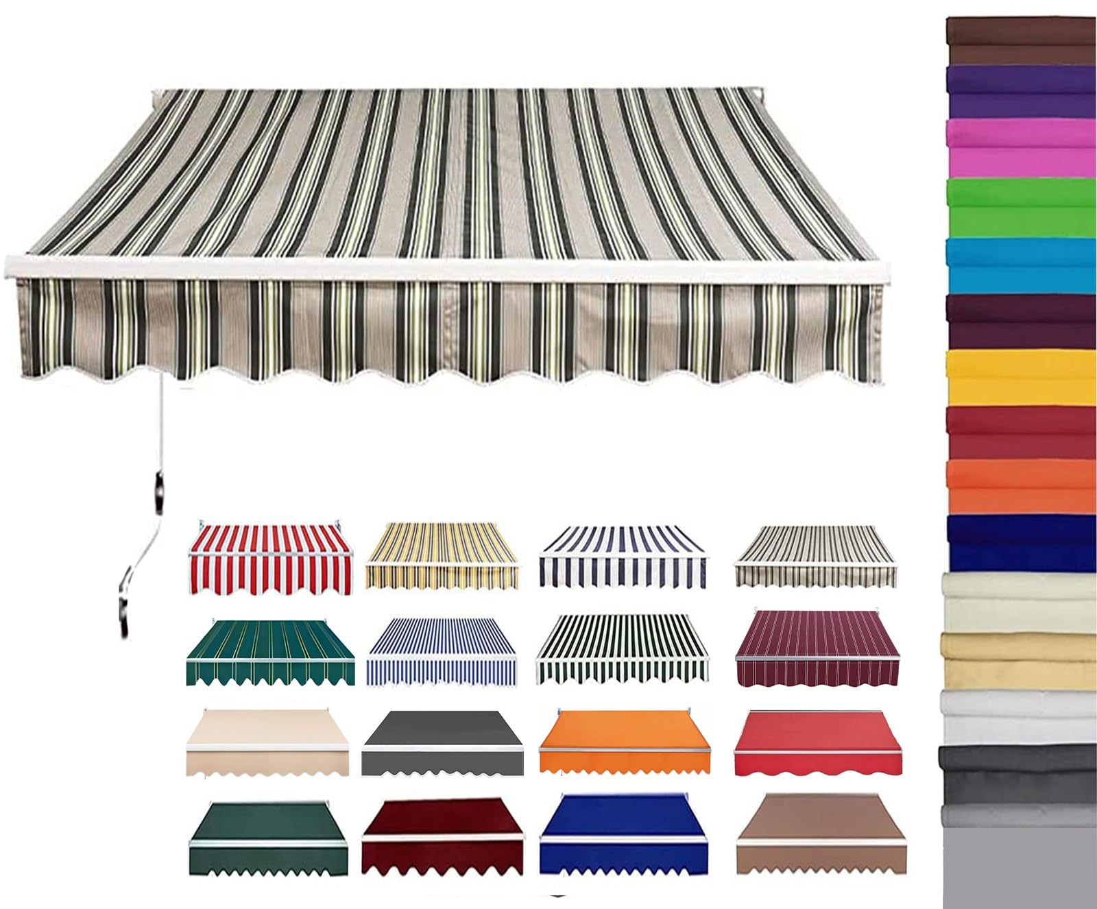 Retractable Patio Awning Replacement Fabric (Without Frame) Waterproof Shade Sun Shade Awning Cover Outdoor Patio Canopy Sunsetter Deck Awnings Polyester(E,(10x8.2ft) 3x2.5m)