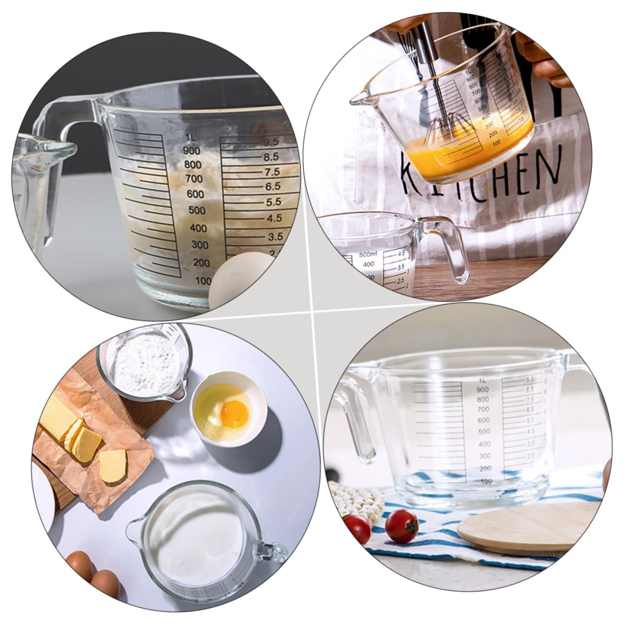 Ciieeo Taza Batidora De Huevos Jarra Medidora De Vidrio Resistente Al Calor Para Uso Cocina Para Ingredientes Con Graduación Clara Para Facilitar La Medición