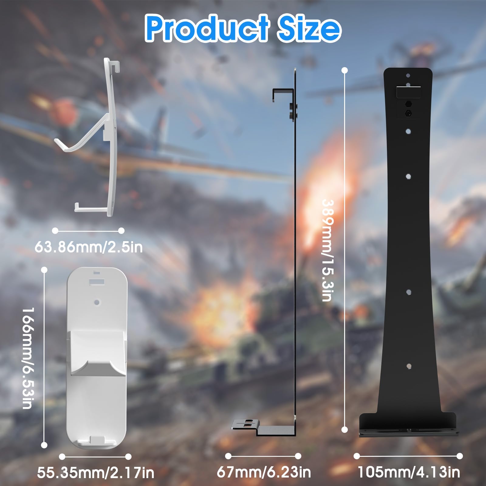 Supporto da parete per PS5/PS5 Slim, Staffa da parete per PS5/PS5 Slim Disc e Digital Edition Supporto da parete sottile per PS5/PS5 Slim con supporto per controller e gancio per cuffie