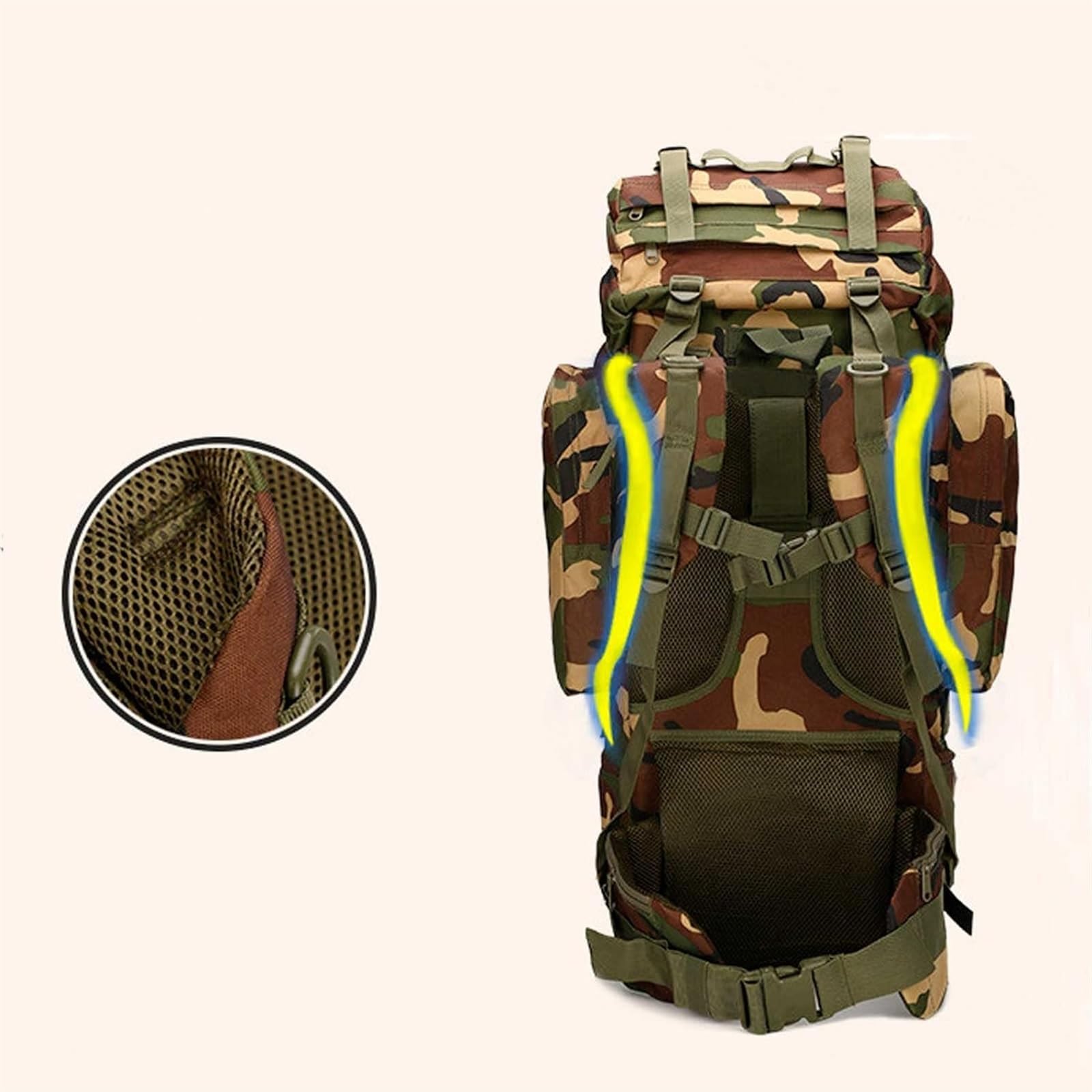 Plecak Turystyczny Plecak Trekkingowy Plecak Trekkingowy 65L Wodoodporny Plecak Turystyczny, Plecak Podróżny Do Sportów Górskich Torba Alpinistyczna(J)