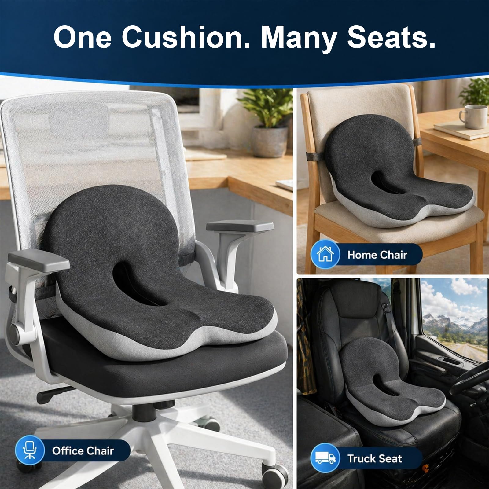 Cuscino Lombare Auto, Cuscino Lombare Sedia Ufficio, Cuscino Ergonomico Sedia Ufficio, Supporto Lombare per Auto, Design a L Con Fibbia, per Sedia, per Guida