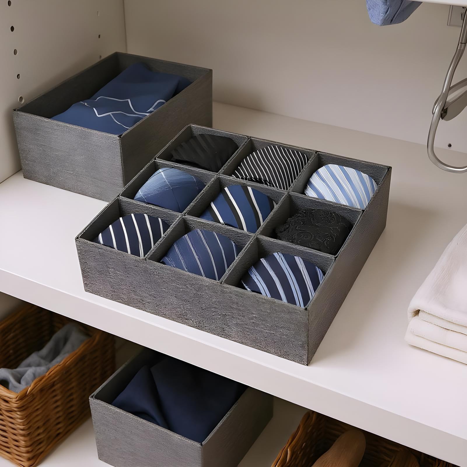 Schubladen-Organizer für Socken und Unterwäsche, 9 Zellen, Stoff-Trennwände für Schlafzimmer, Kommode, Kinderzimmer und Küche, effiziente Schranklösung, platzsparendes Design