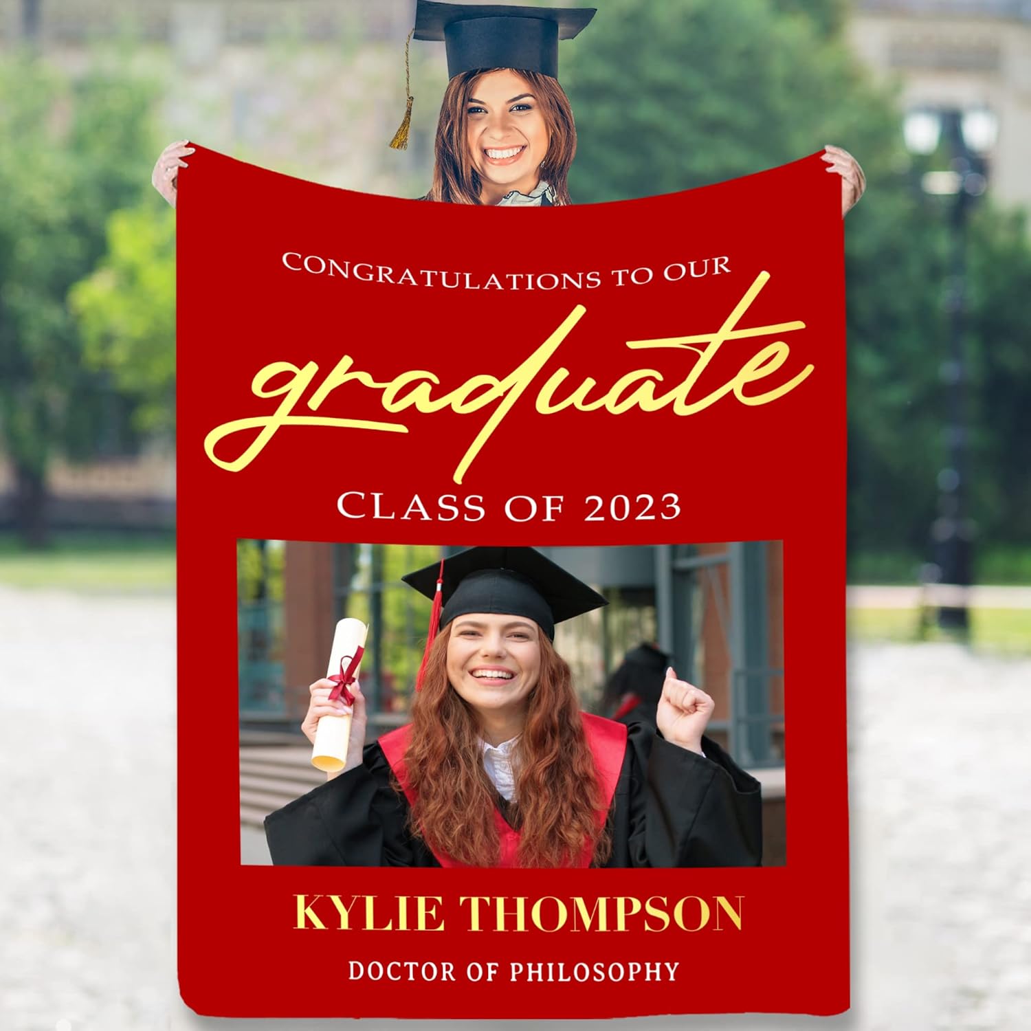 Personalized Graduation Soft Blanket with Picture Made in