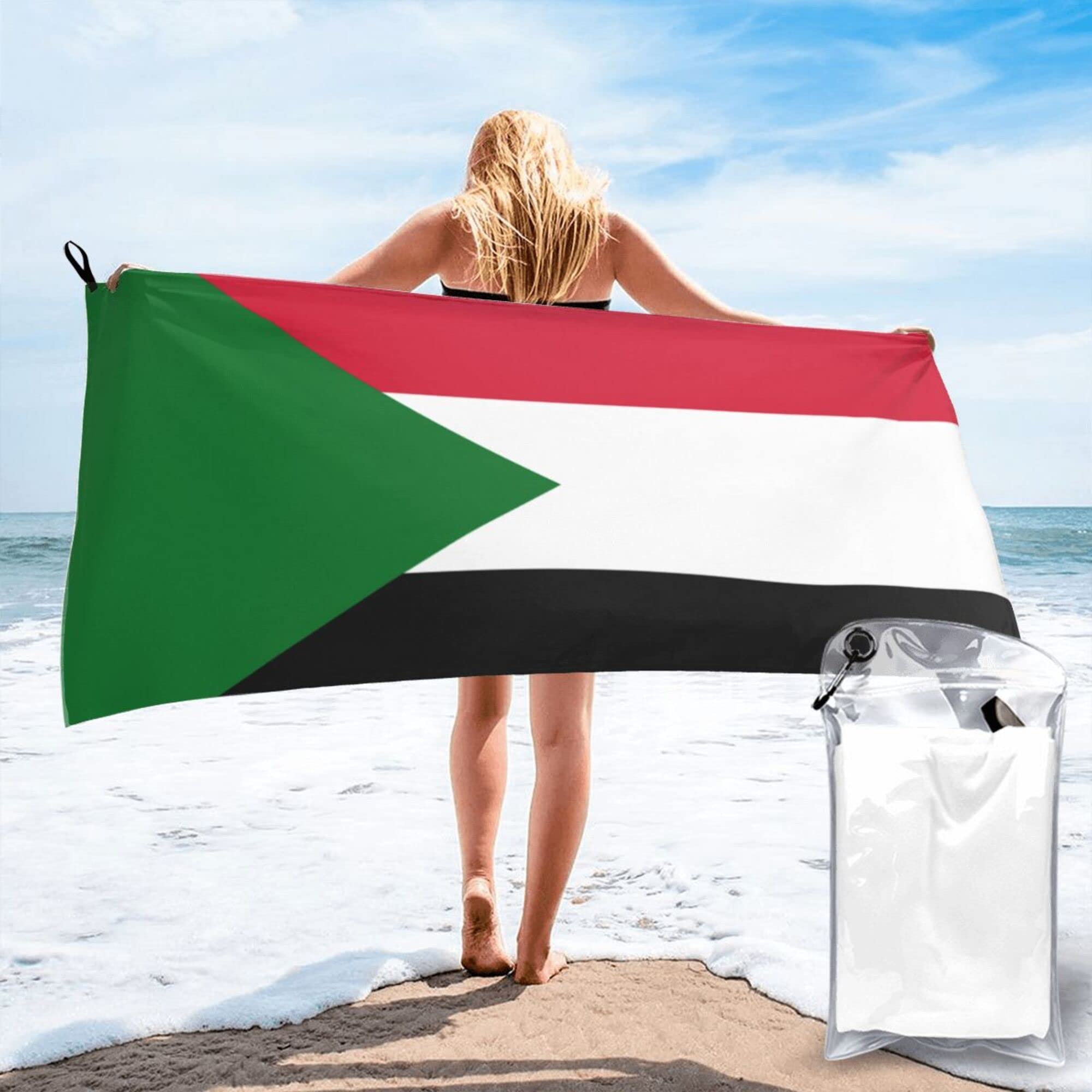 Lsjuee Flag of Sudan Microfiber Beach Towel-Quick Dry Oversized Towels Blanket for Travel Pool Camping